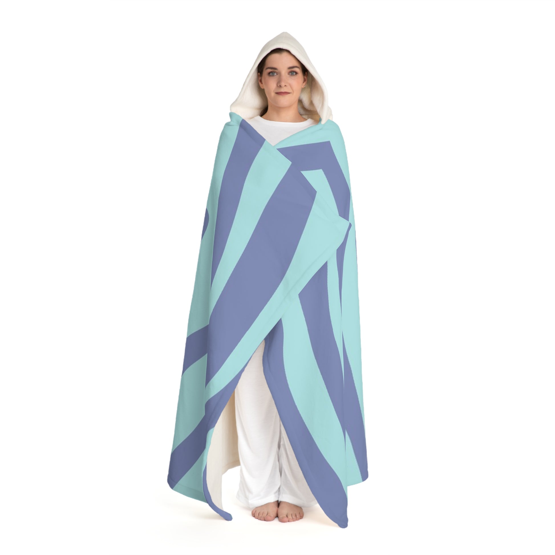 Amorphous Blue Zebra Banner Hooded Sherpa Fleece Blanket, Artsulli - Art is Long, Life is Short, All Over Prints, , , , , , , 
