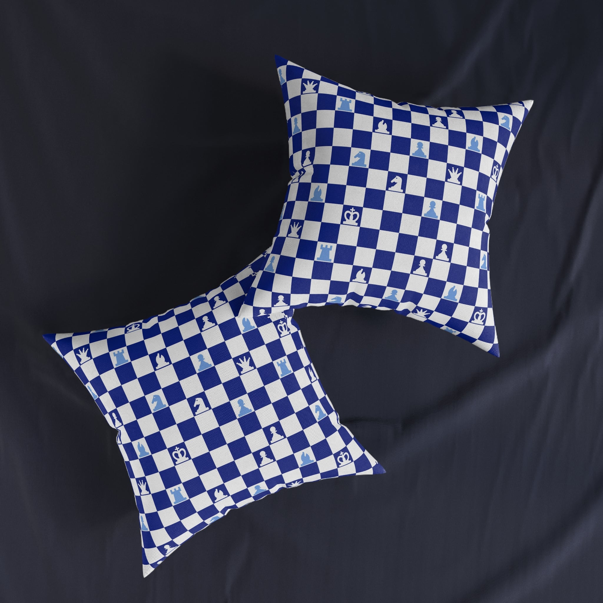 Chessboard Navy Blue Square Pillow, Artsulli - Art is Long, Life is Short, Home Decor, , , , , , , 