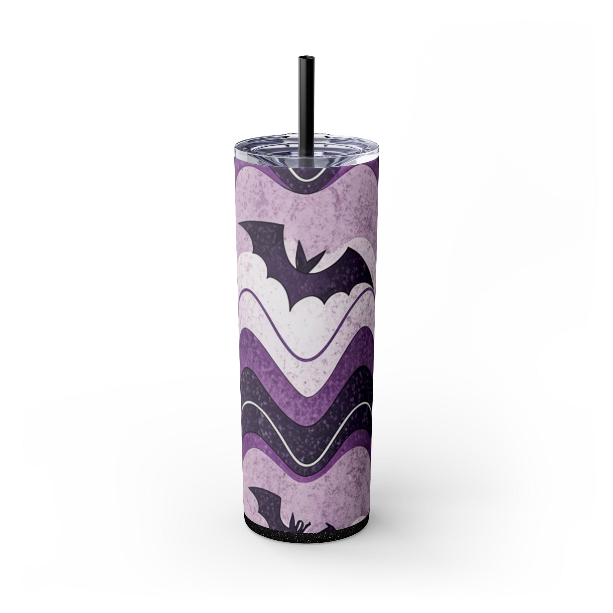 Bat Wave Skinny Tumbler with Straw, 20oz, Artsulli - Art is Long, Life is Short, Mug, Finish, Glossy, Color, Glitter Black, Size, 20oz, 43944052032368