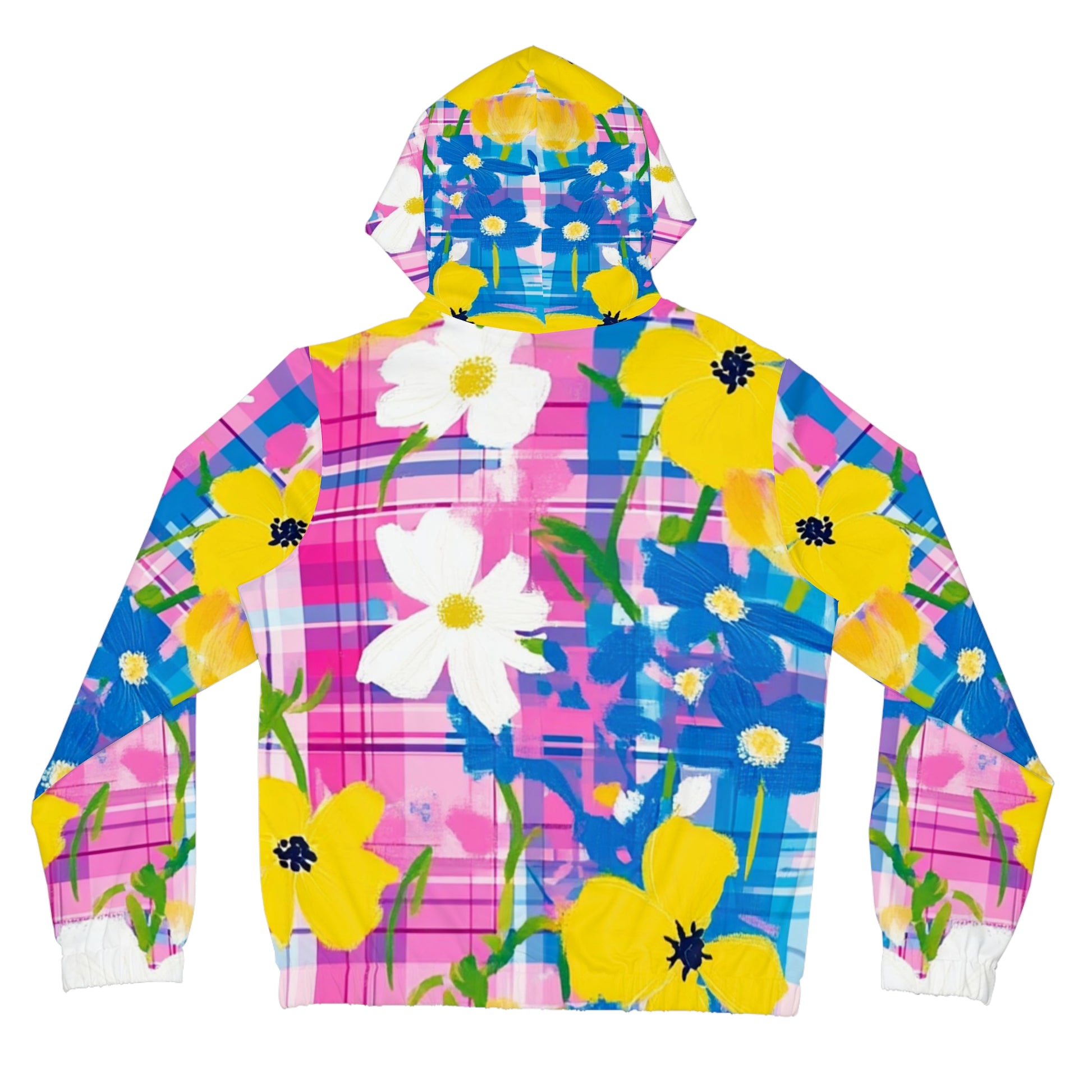 Plaid Garden Pink and Blue Women’s Full-Zip Hoodie (AOP), Artsulli - Art is Long, Life is Short, All Over Prints, , , , , , , 