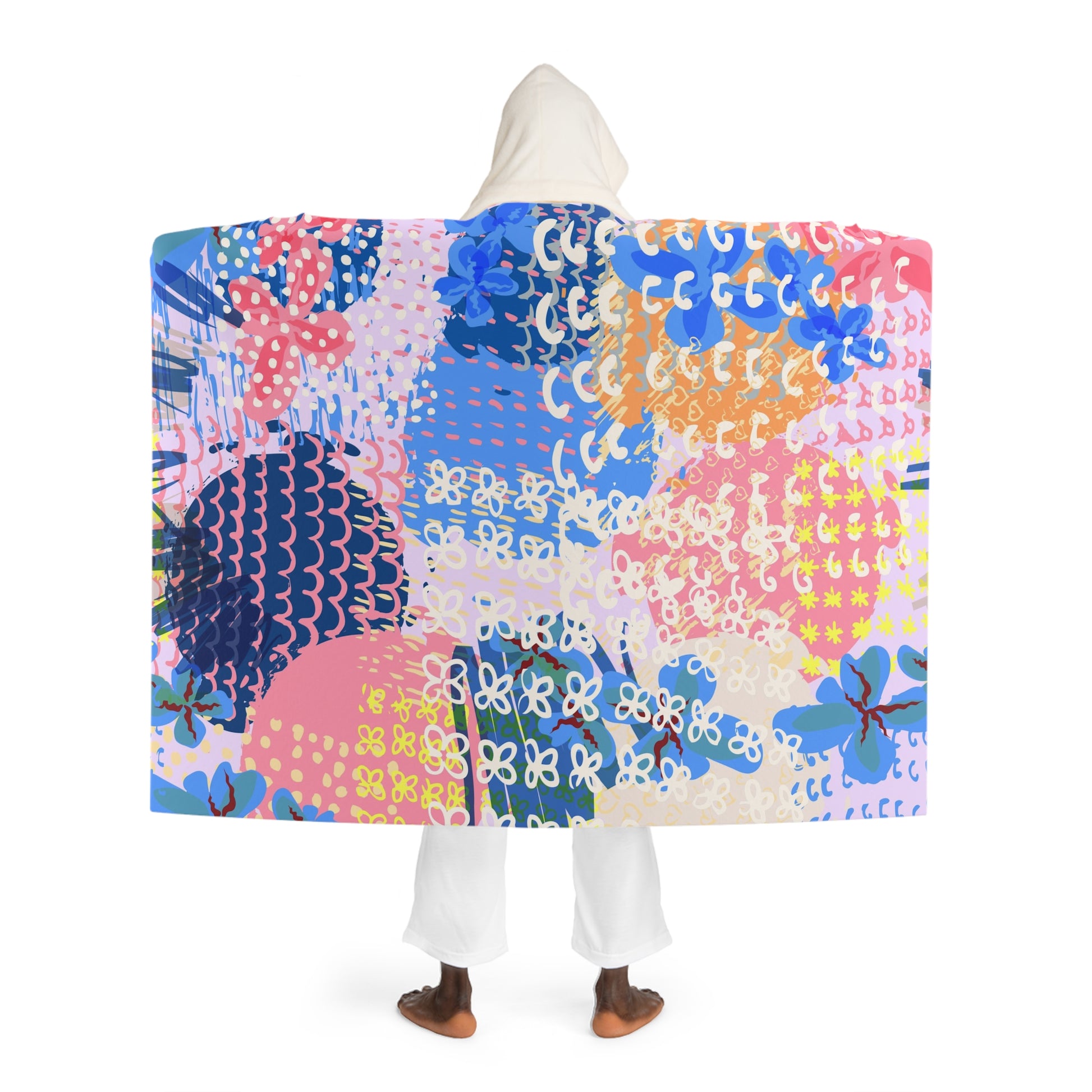 Copy of Flowers x Doodles x Hearts II Multi-Color Hooded Sherpa Fleece Blanket, Artsulli - Art is Long, Life is Short, All Over Prints, , , , , , , 