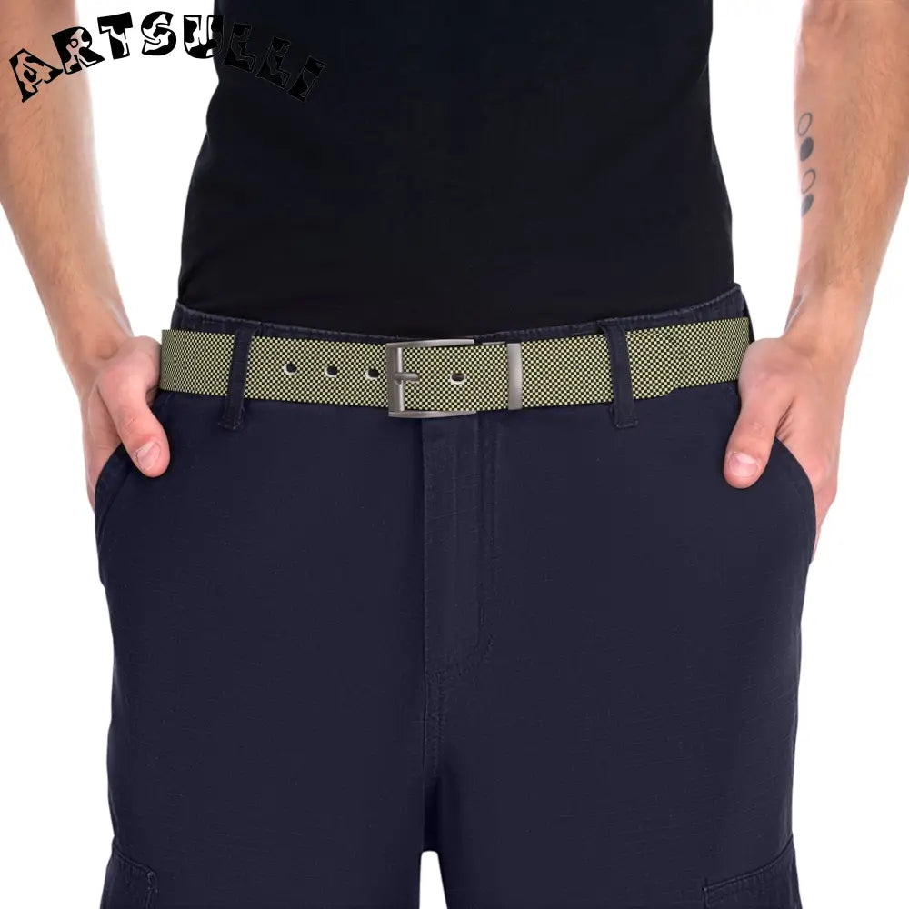 JAKKOUTTHEBXX Checkerboard Black and Yellow Belt JAKKOUTTHEBXX