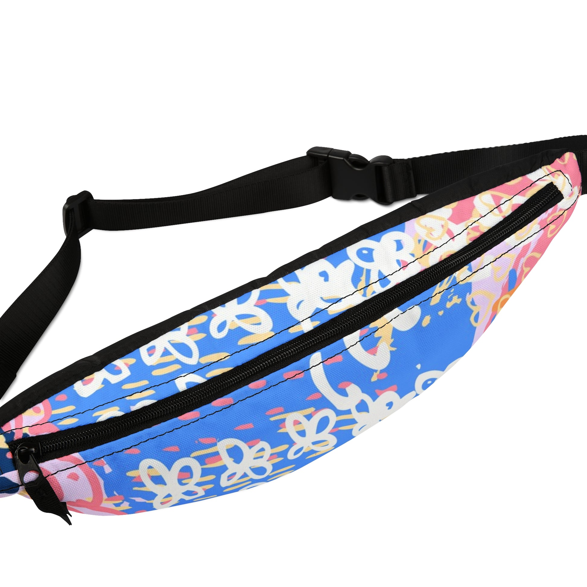 Flowers x Doodles x Hearts Multi-Color Fanny Pack, Artsulli - Art is Long, Life is Short, Bags, , , , , , , 