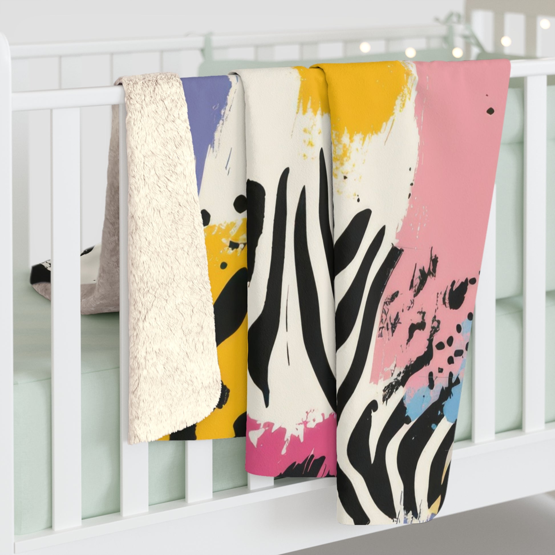 Animal Print x Paint Brush Strokes Multi-Color II Sherpa Fleece Blanket, Artsulli - Art is Long, Life is Short, Home Decor, , , , , , , 