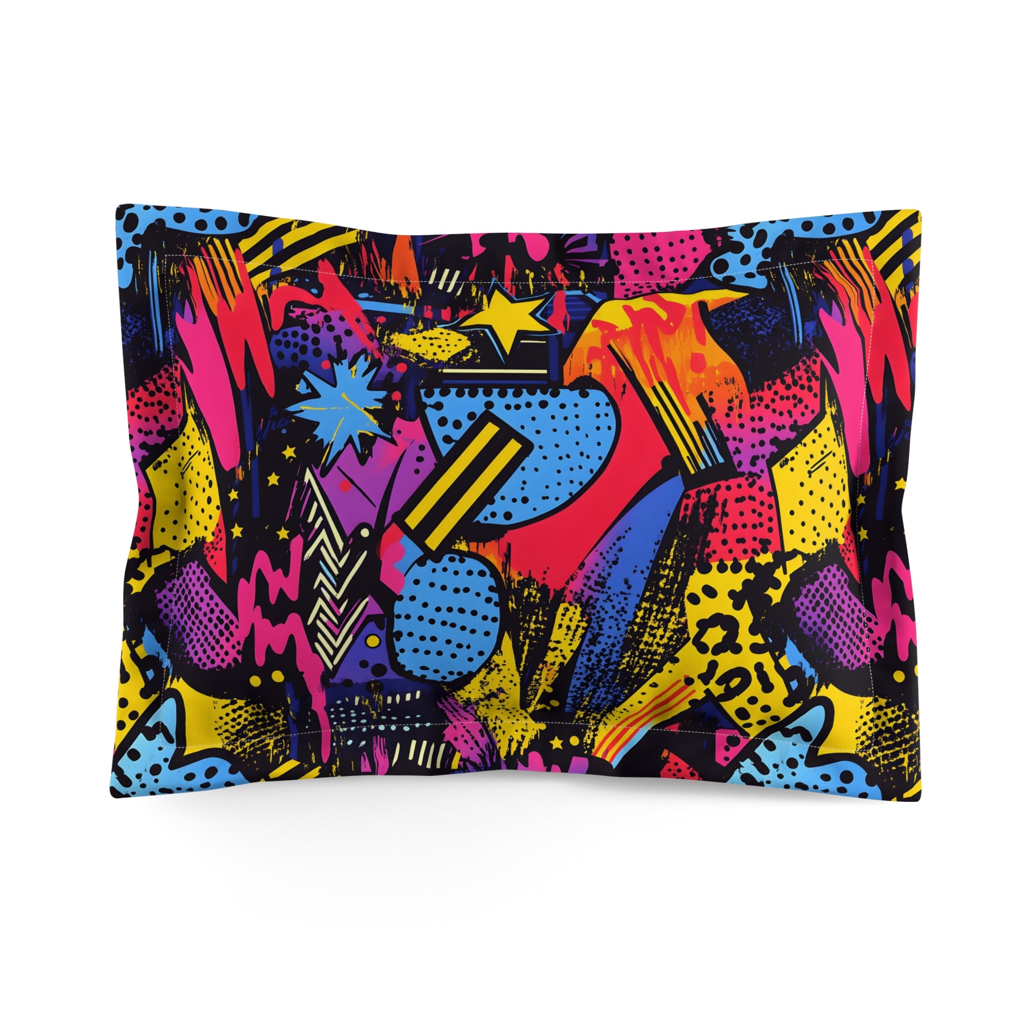 Retro Riot 80s Graffiti Stars Microfiber Pillow Sham, Artsulli - Art is Long, Life is Short, Home Decor, Size, Standard, , , , , 22269628229958688387