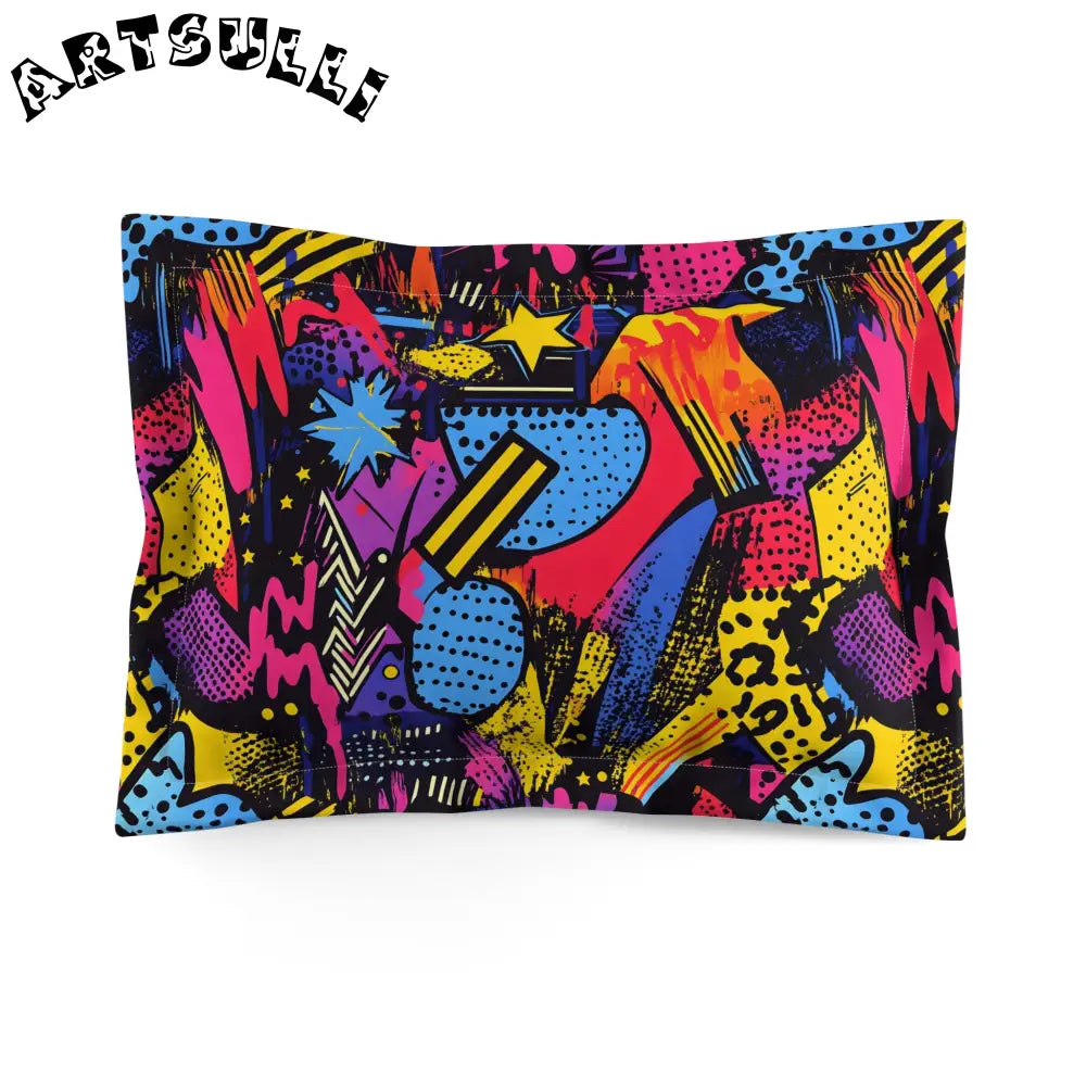 JAKKOUTTHEBXX Retro Riot 80s Graffiti Stars Microfiber Pillow Sham