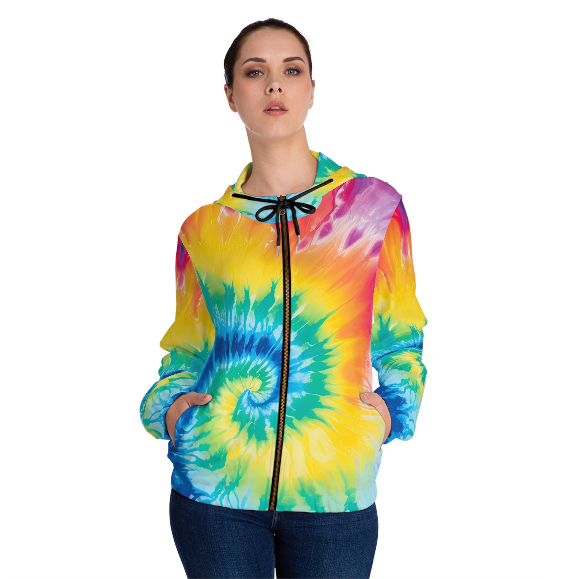 Tie Dye Women’s Full-Zip Hoodie (AOP), Artsulli - Art is Long, Life is Short, All Over Prints, , , , , , , 