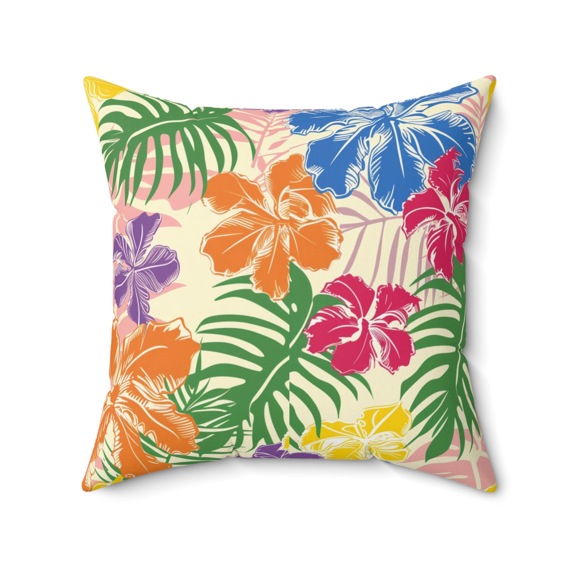 Blooming Tropical Flowers Spun Polyester Square Pillow, Artsulli - Art is Long, Life is Short, Home Decor, , , , , , , 