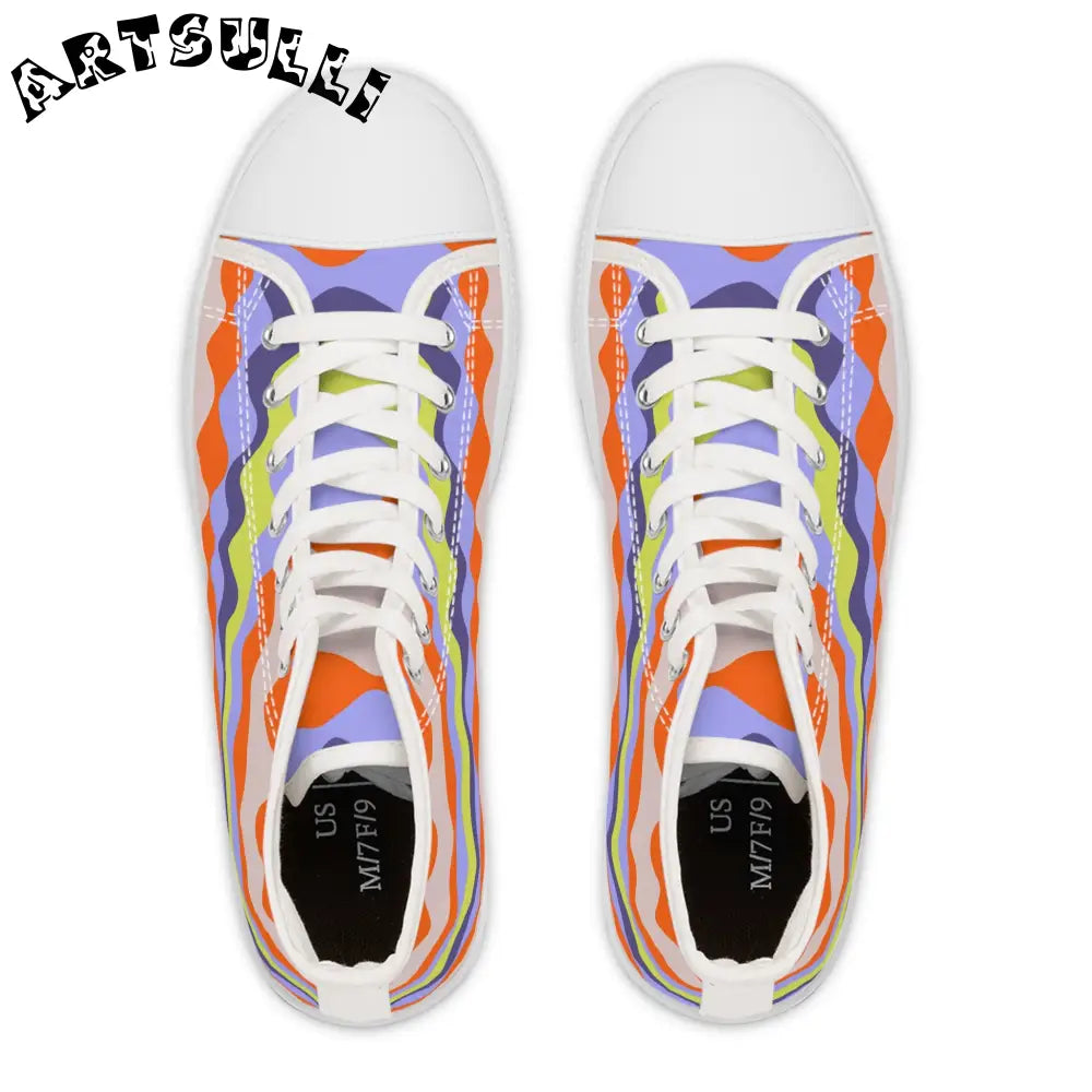 JAKKOUTTHEBXX Waves III Red and Blue Women’s High Top Sneakers
