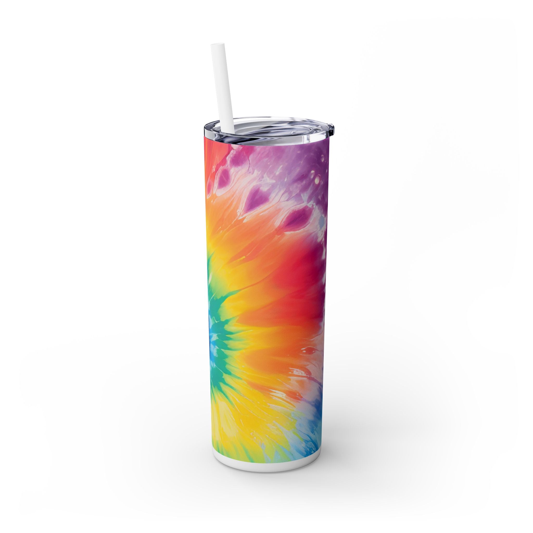 Tie Dye Skinny Tumbler with Straw, 20oz, Artsulli - Art is Long, Life is Short, Mug, , , , , , , 