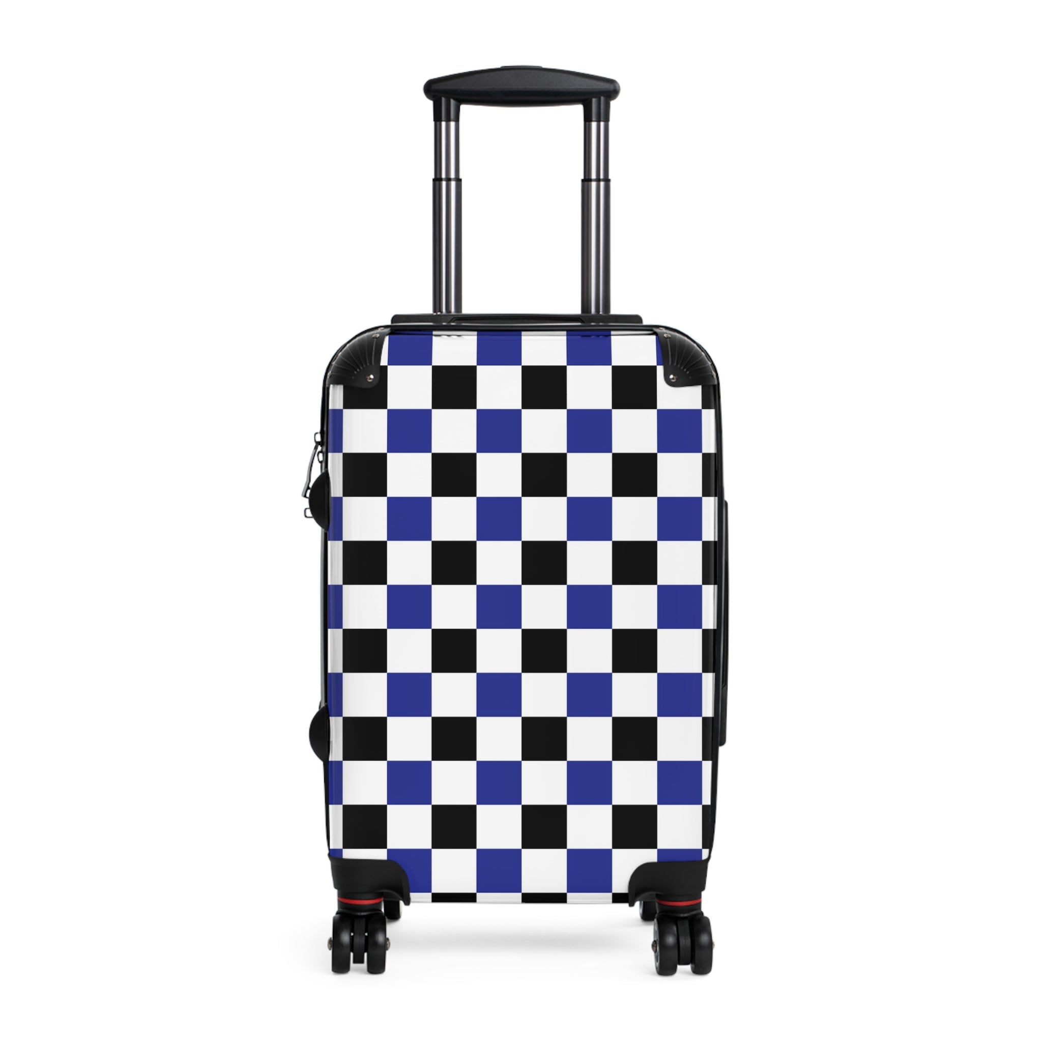 Checkerboard Blue White and Black Suitcase, Artsulli - Art is Long, Life is Short, Bags, Size, Small, Color, Black, , , 39363531386596585851