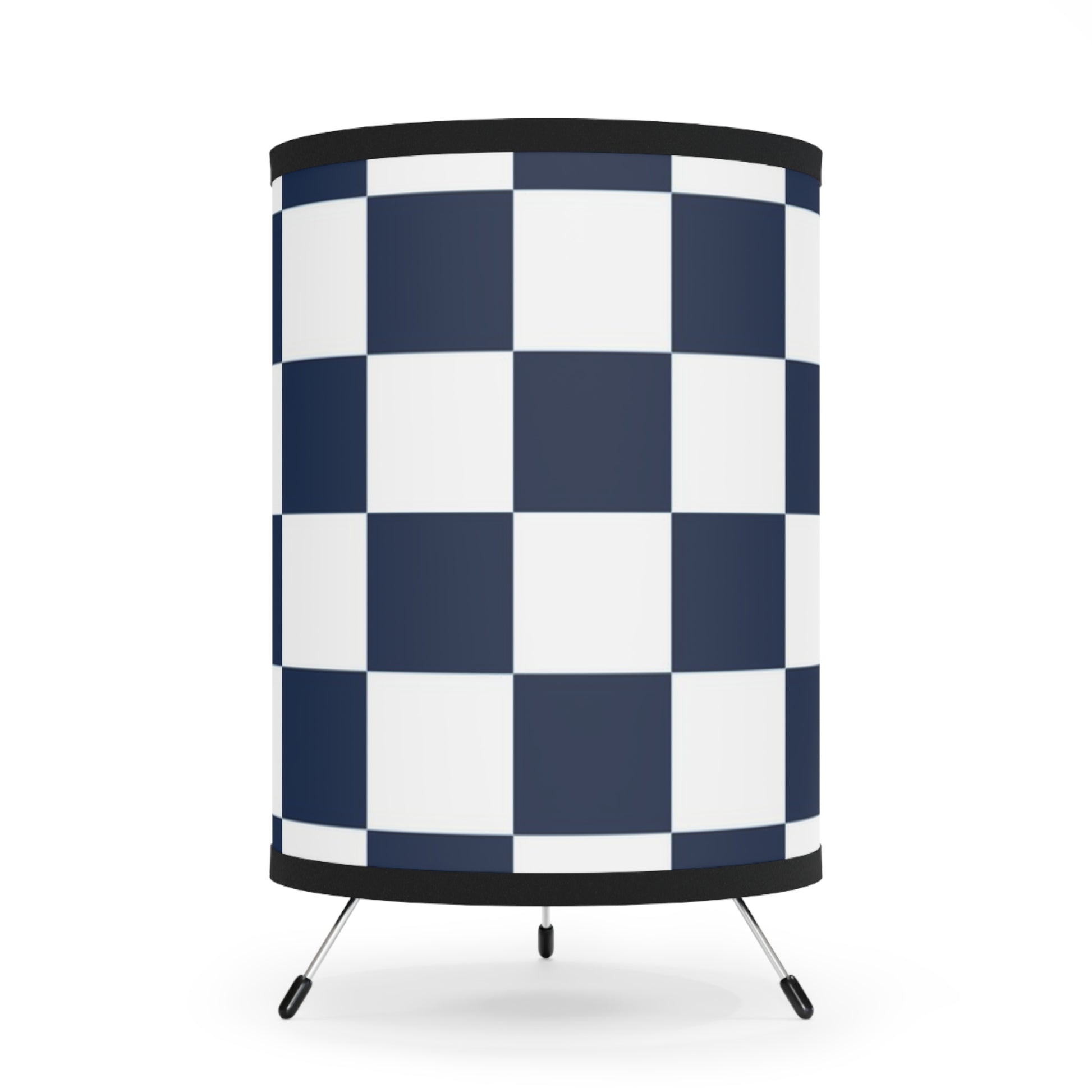 Checkerboard White and Navy Blue Tripod Lamp with High-Res Printed Shade, US\CA plug, Artsulli - Art is Long, Life is Short, Home Decor, Size, One size, Color, Black, , , 30634742078859757513