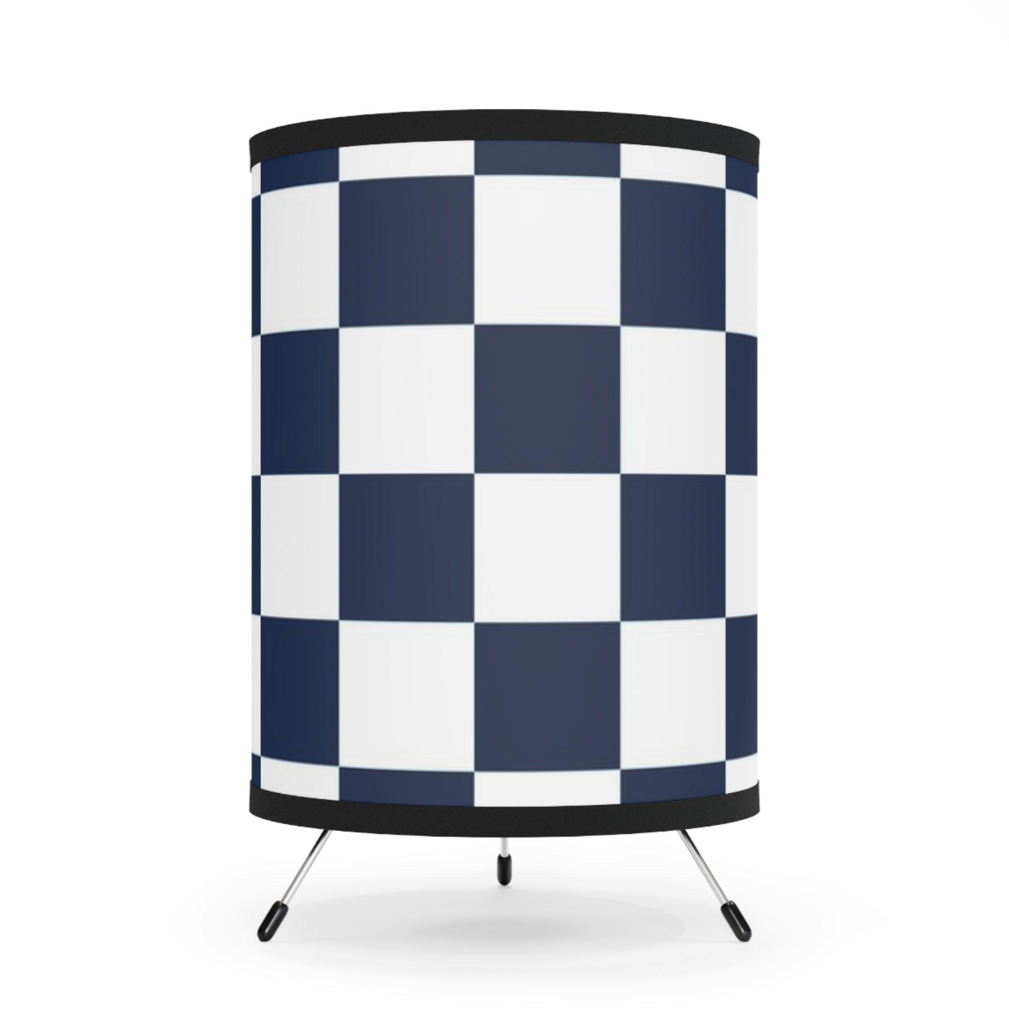 Checkerboard White and Navy Blue Tripod Lamp with High-Res Printed Shade, US\CA plug, Artsulli - Art is Long, Life is Short, Home Decor, Size, One size, Color, Black, , , 30634742078859757513