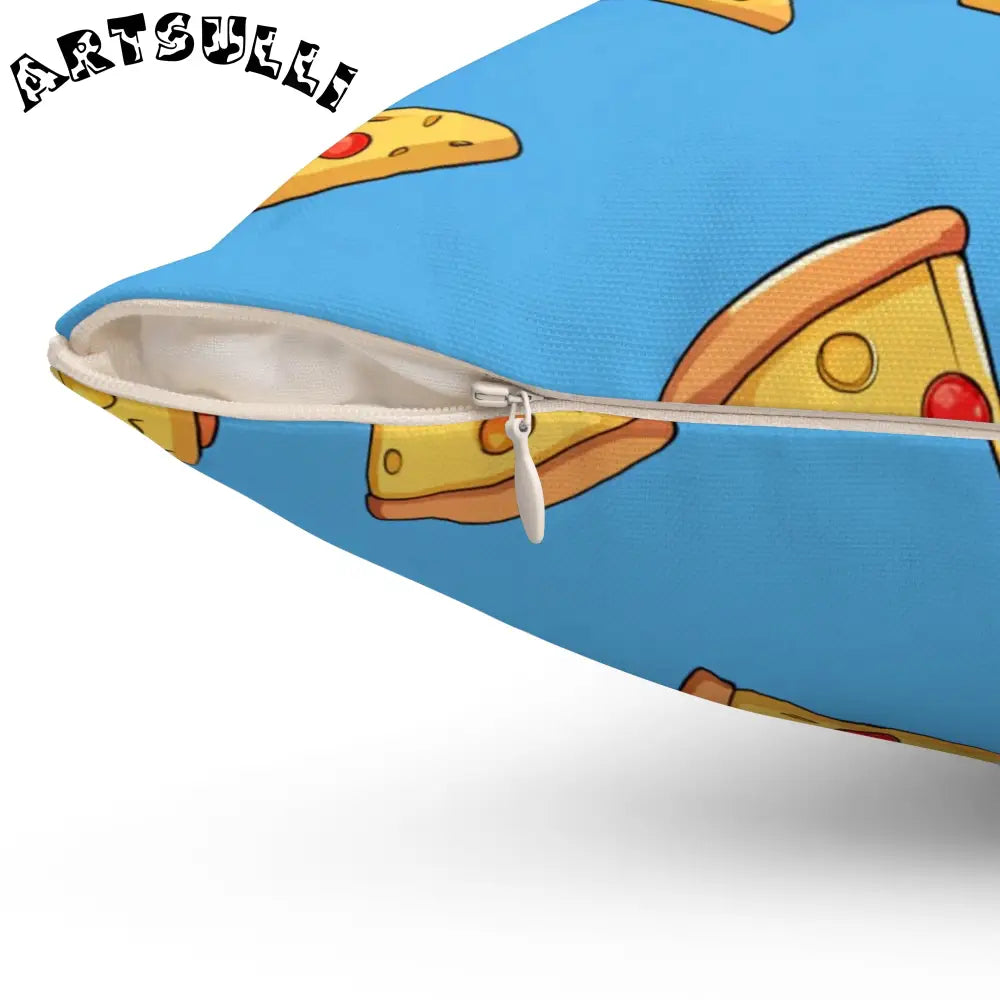 JAKKOUTTHEBXX Blue Pizza Dreamscape Spun Polyester Square Pillow
