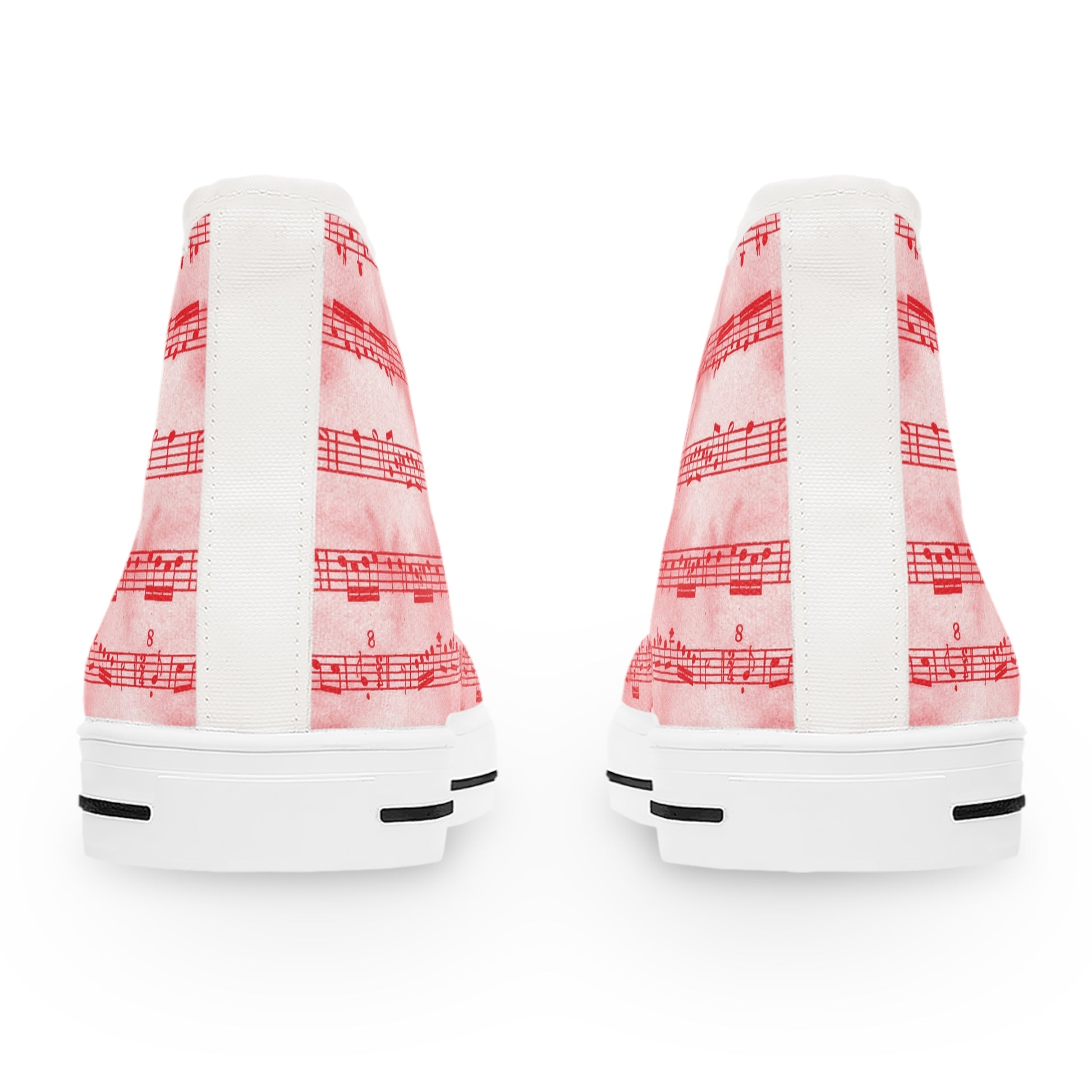 Drip Spill Type Beat Sheet Music II Red Women's High Top Sneakers, Artsulli - Art is Long, Life is Short, Shoes, , , , , , , 