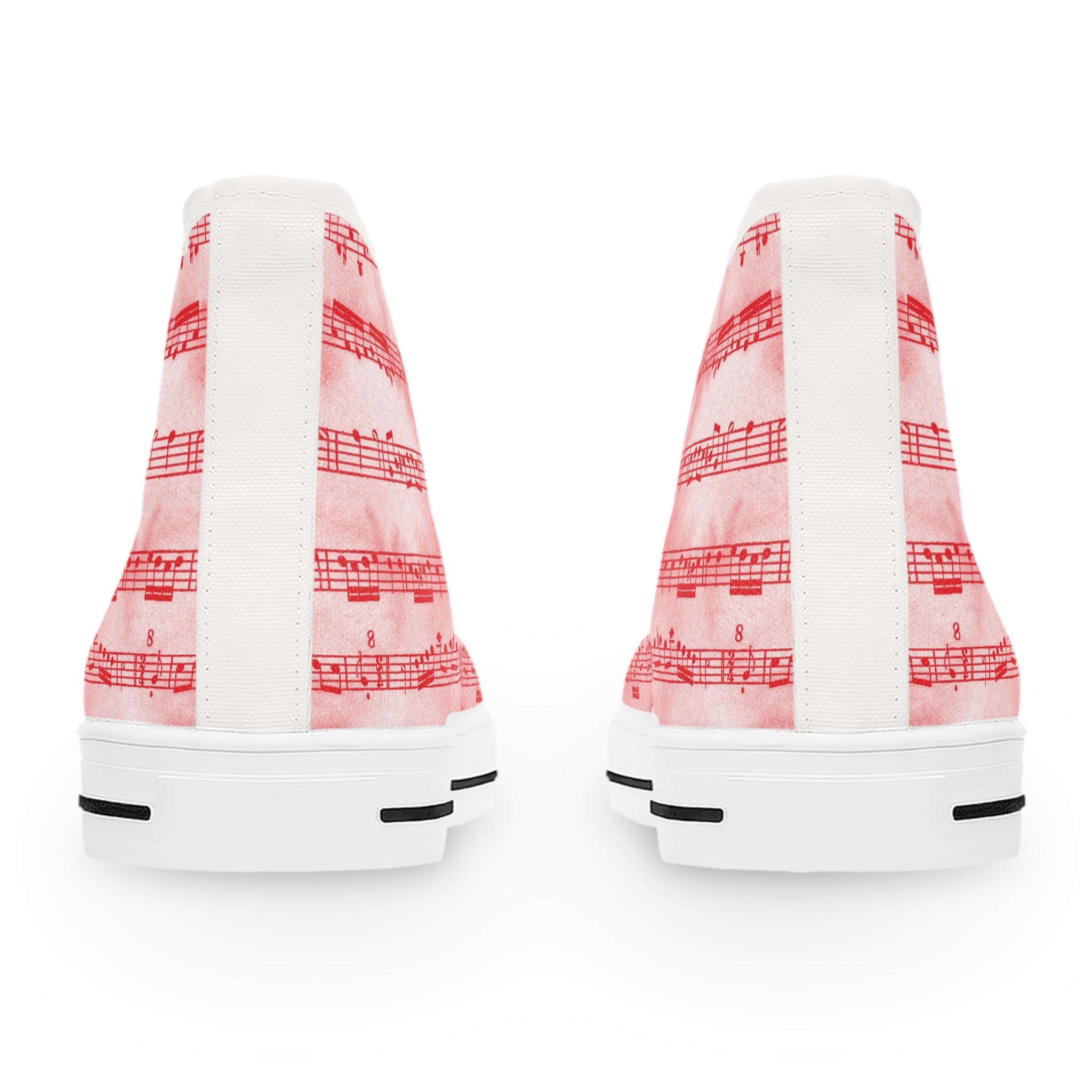 Drip Spill Type Beat Sheet Music II Red Women's High Top Sneakers, Artsulli - Art is Long, Life is Short, Shoes, , , , , , , 