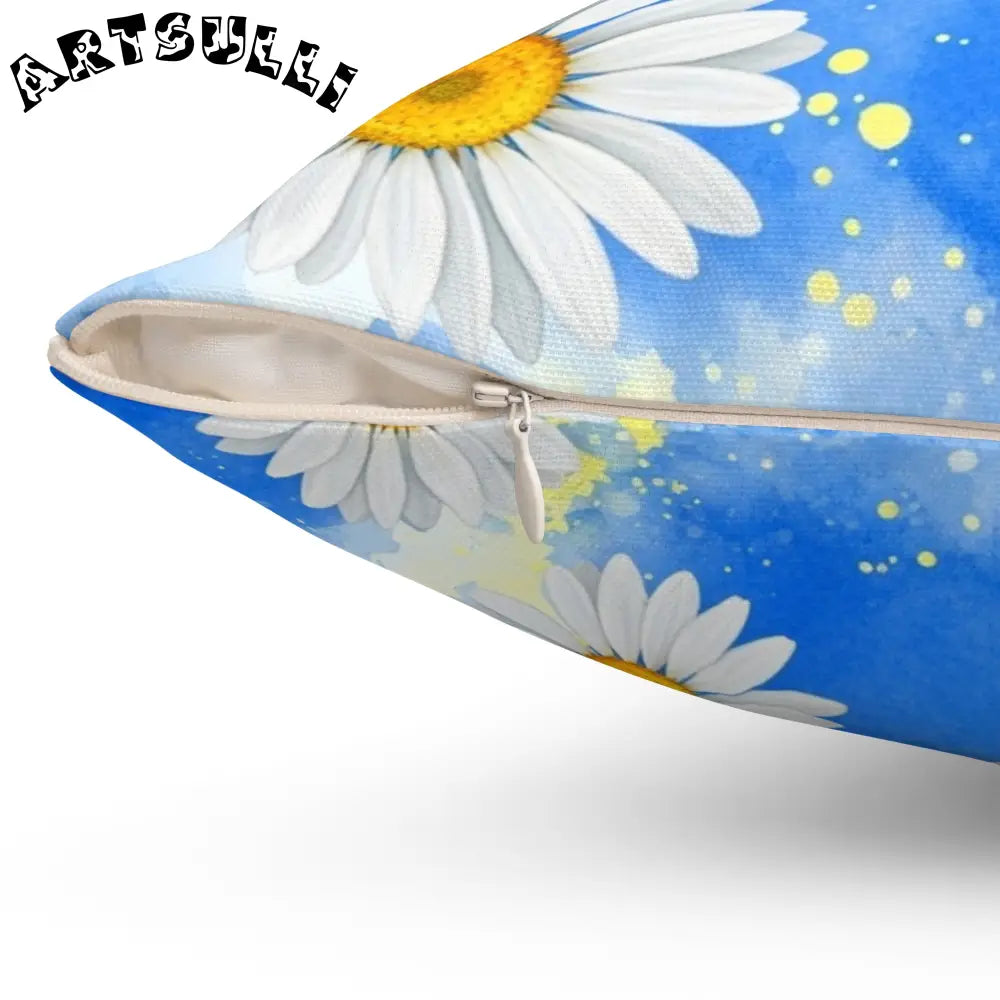 JAKKOUTTHEBXX Daisies Spun Polyester Square Pillow JAKKOUTTHEBXX