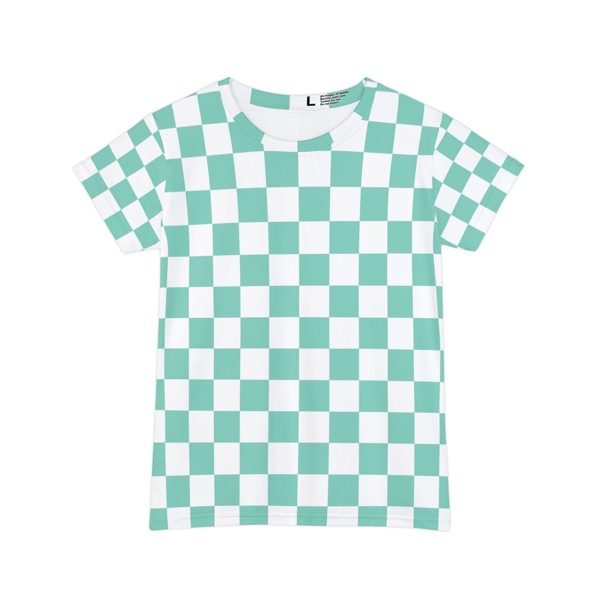 Checkerboard Light Green Women's Short Sleeve Shirt (AOP), Artsulli - Art is Long, Life is Short, All Over Prints, Size, XS, , , , , 18890873682819169039