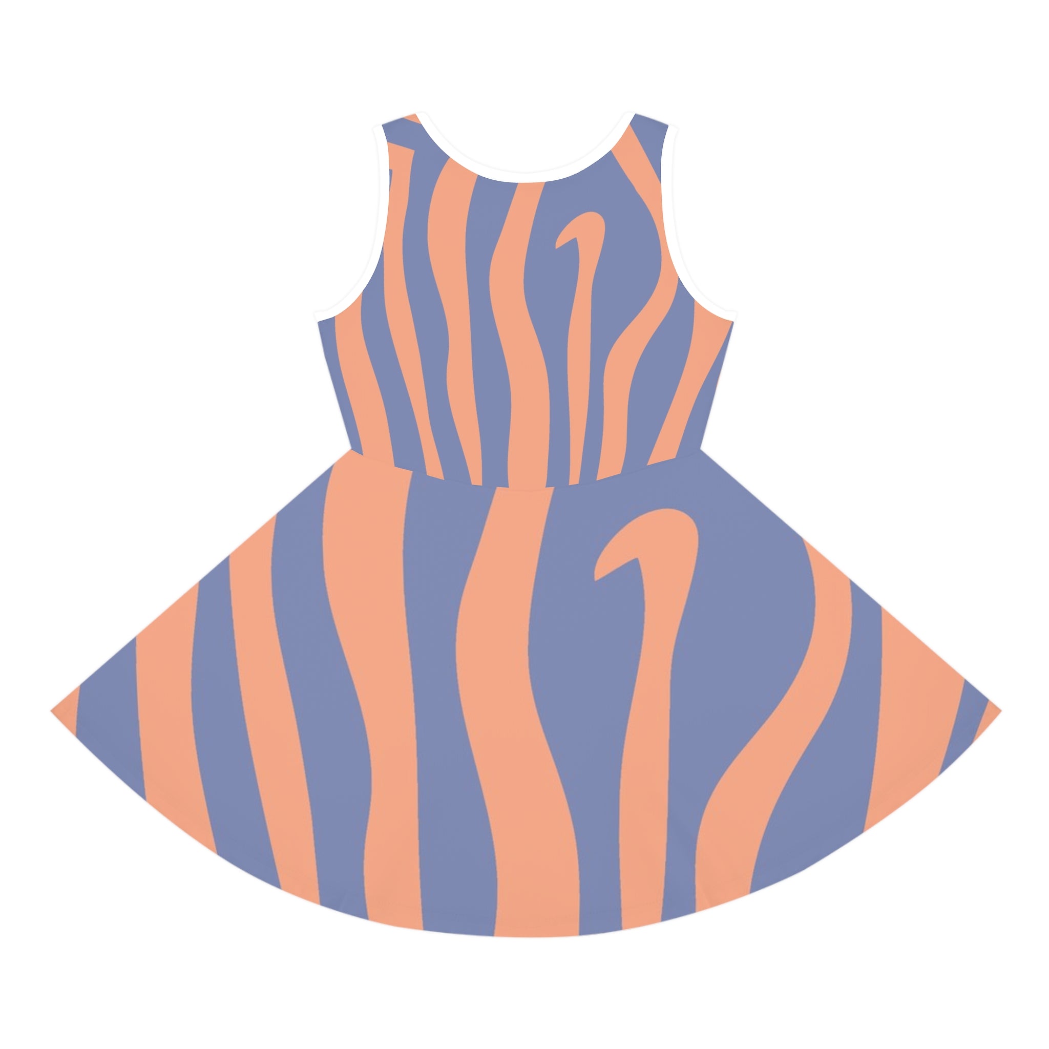 Melting Zebra Stripes Girls' Sleeveless Sundress (AOP), Artsulli - Art is Long, Life is Short, All Over Prints, , , , , , , 