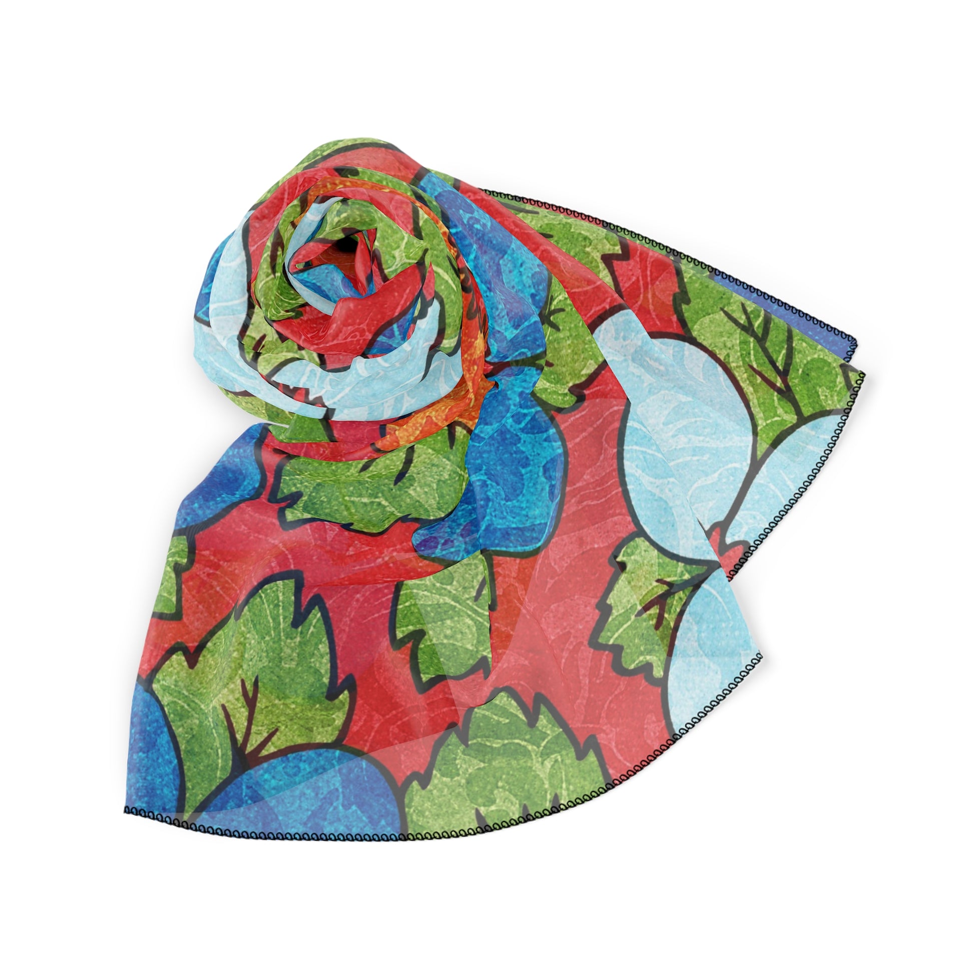 Groovy Red Floral Kl Poly Scarf, Artsulli - Art is Long, Life is Short, Accessories, , , , , , , 
