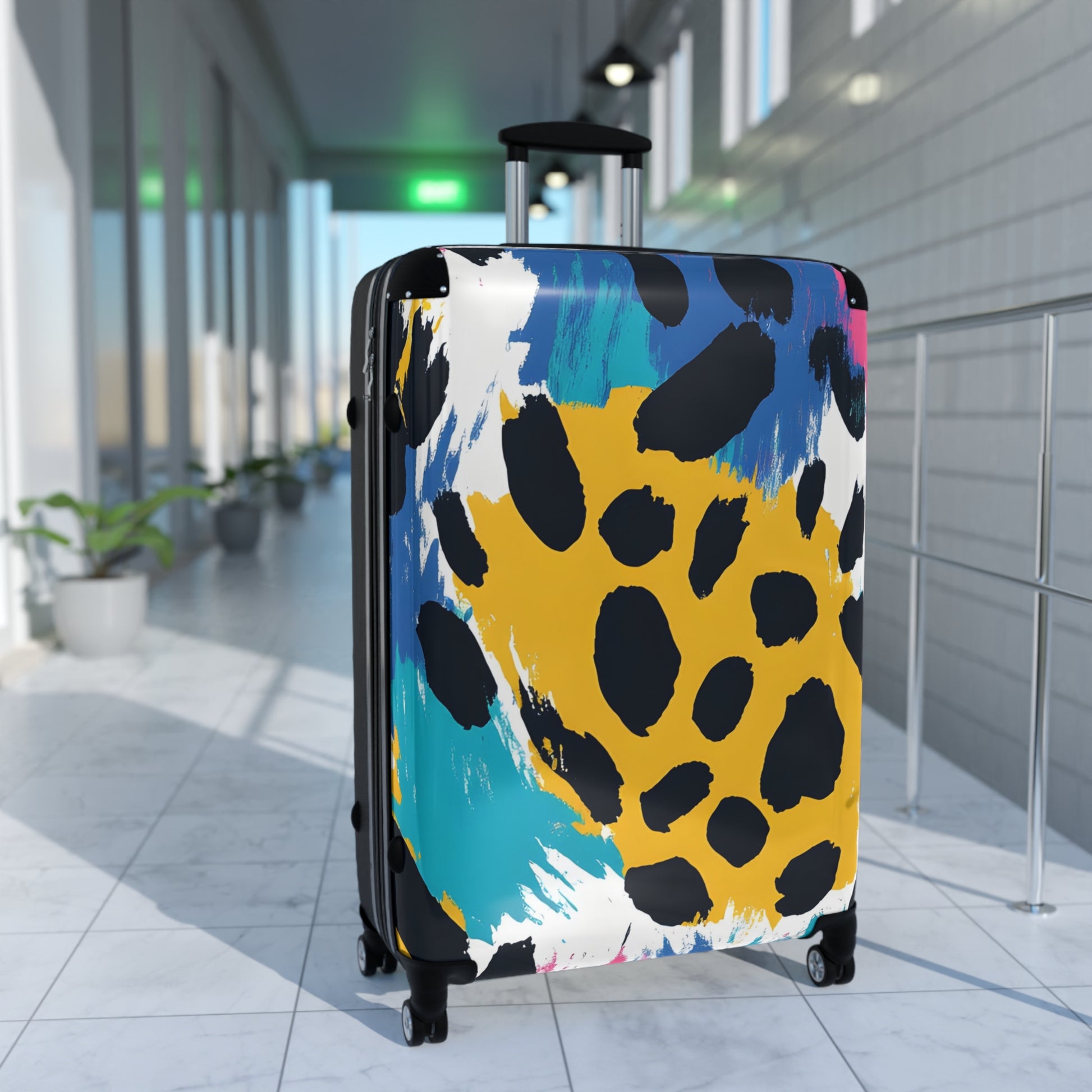 Leopard Print x Paint Brush Strokes Multi-Color Suitcase, Artsulli - Art is Long, Life is Short, Bags, , , , , , , 