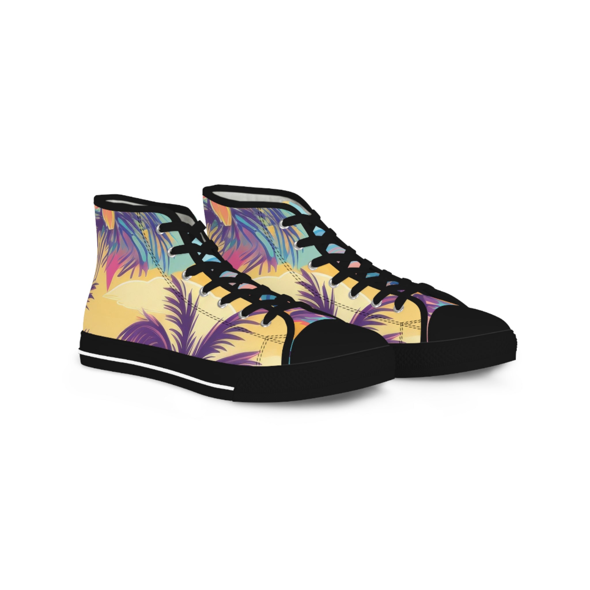 Sunset Paradise Men's High Top Sneakers, Artsulli - Art is Long, Life is Short, Shoes, Size, US 5, Color, Black sole, , , 13015992951756251916