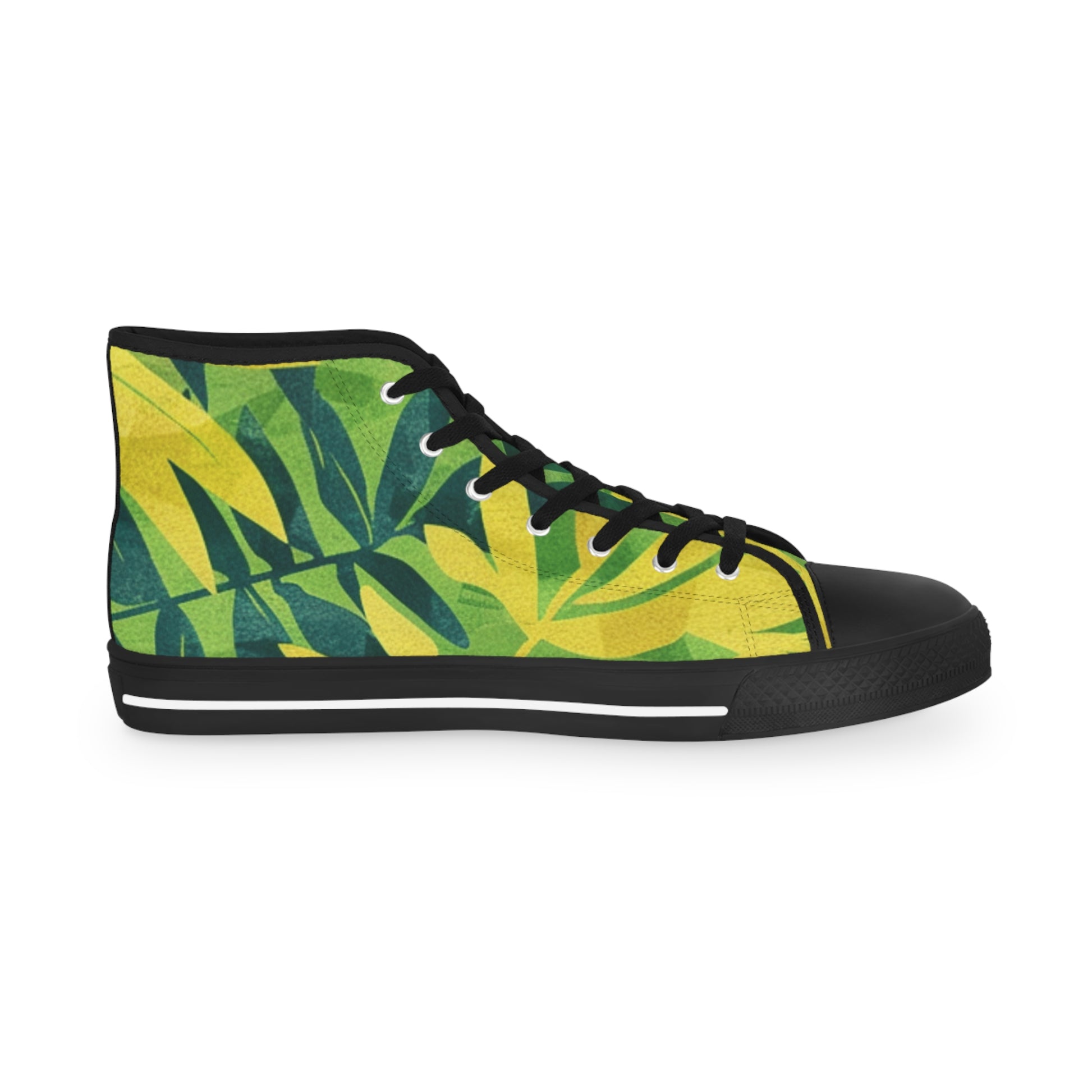 Green Leaf x Yellow Leaf x Tropical x Jungle Men's High Top Sneakers, Artsulli - Art is Long, Life is Short, Shoes, , , , , , , 