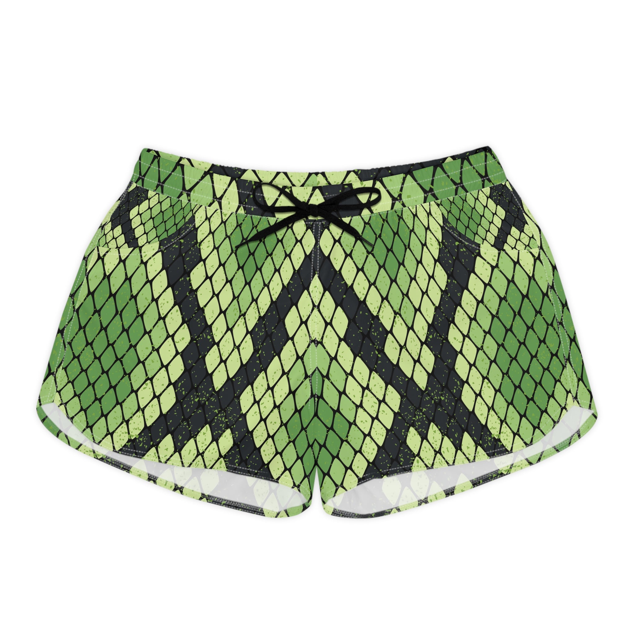 Snake Skin Women's Casual Shorts (AOP), Artsulli - Art is Long, Life is Short, All Over Prints, Size, S, Color, Black drawstring, , , 16795757156534891932