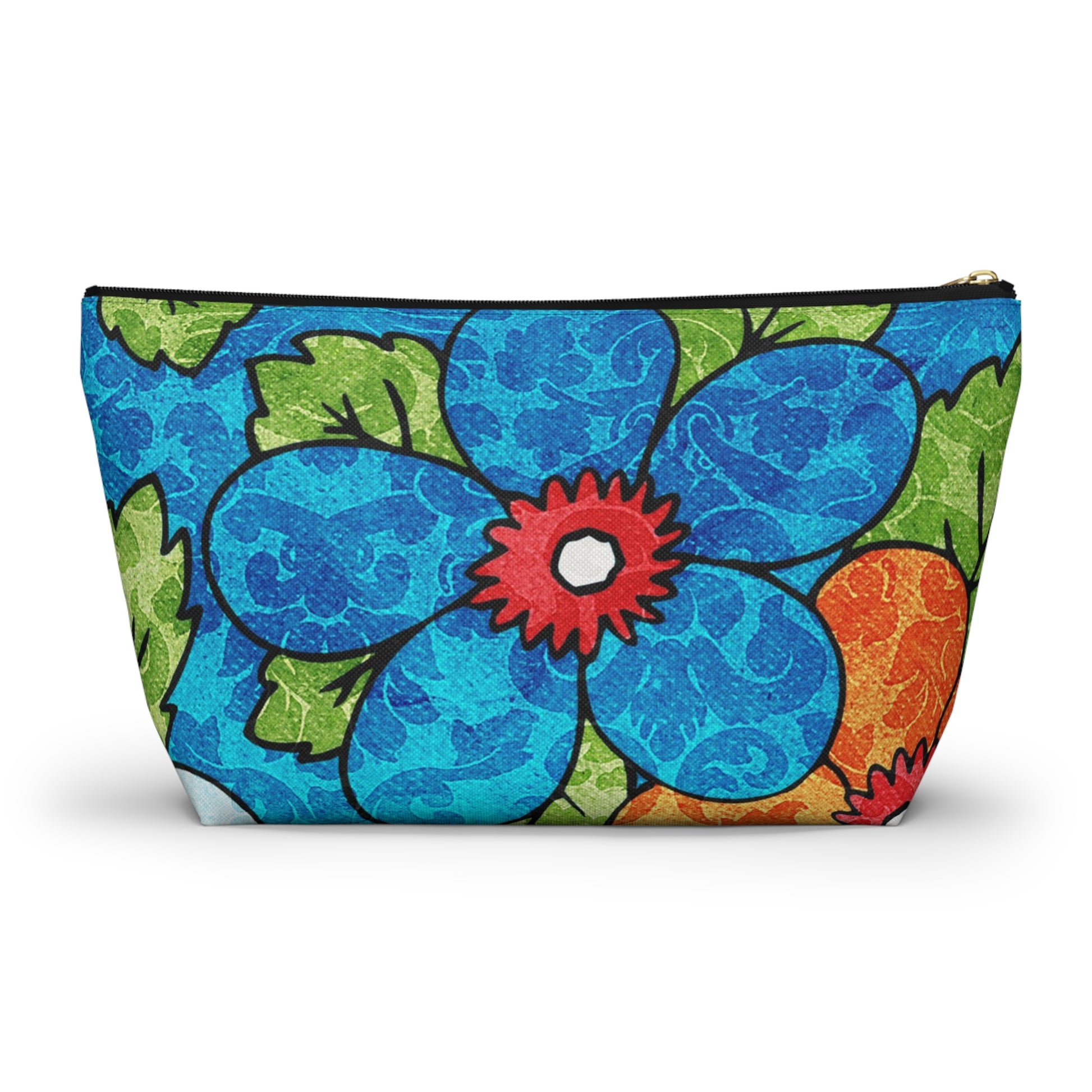Blue Orange Groovy Accessory Pouch w T-bottom, Artsulli - Art is Long, Life is Short, Bags, , , , , , , 