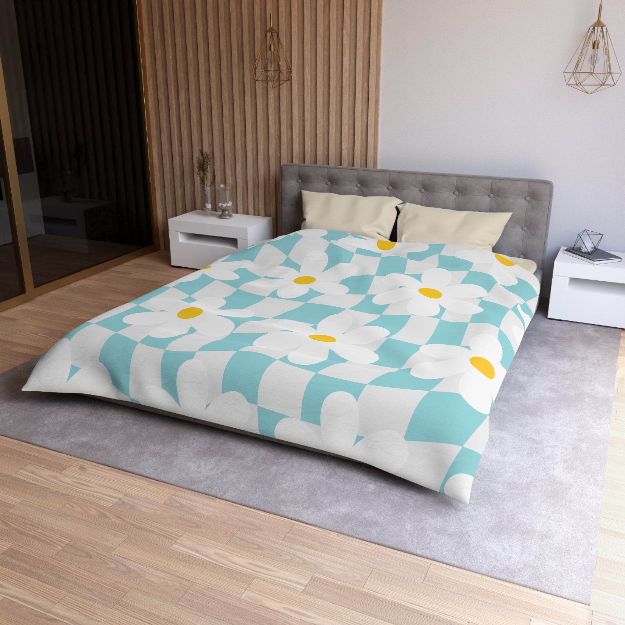Trippy Check Garden Microfiber Duvet Cover, Artsulli - Art is Long, Life is Short, Home Decor, , , , , , , 