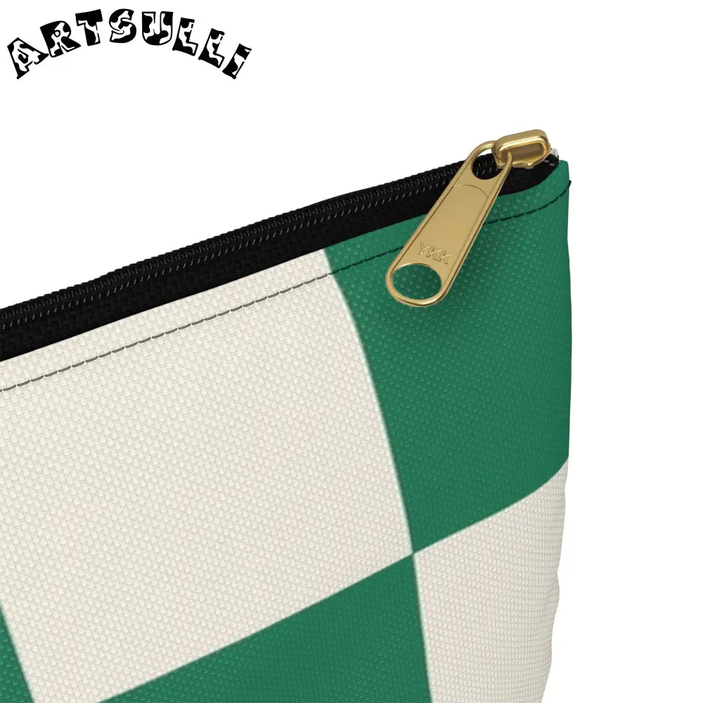 JAKKOUTTHEBXX Checkerboard Dark Green Accessory Pouch JAKKOUTTHEBXX