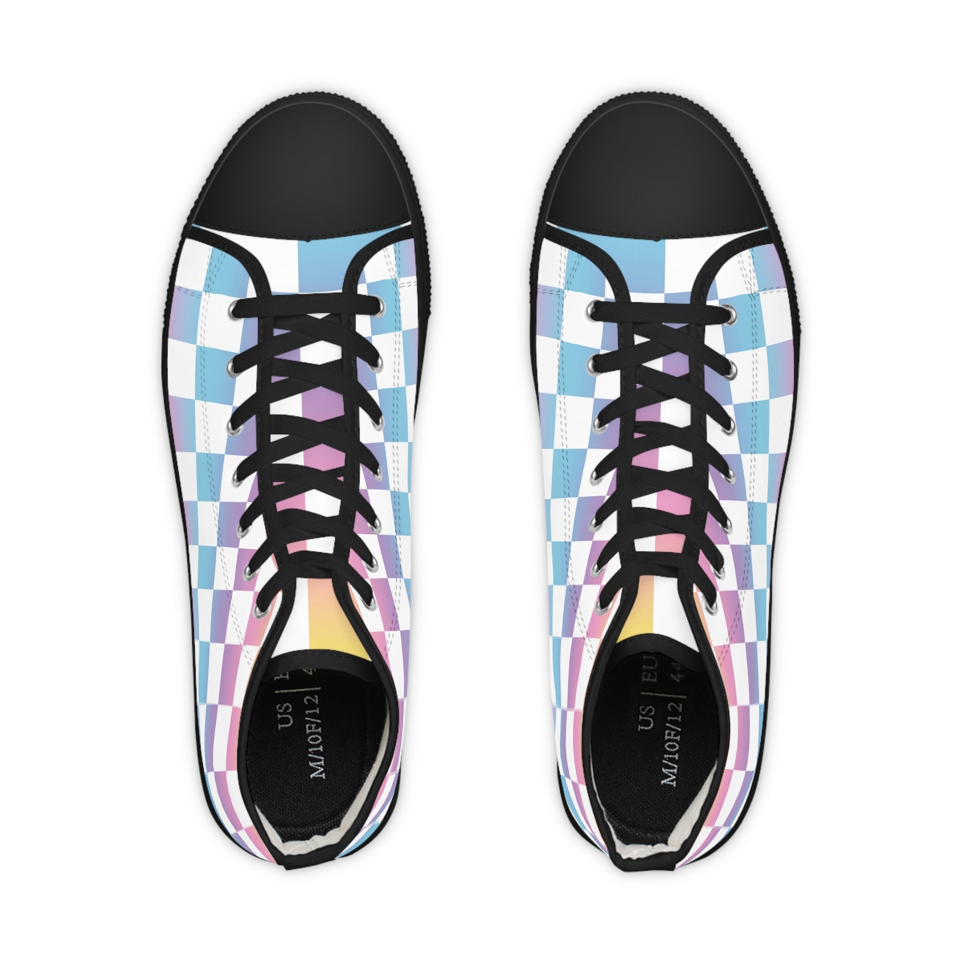 Vaporwave Check Men's High Top Sneakers, Artsulli - Art is Long, Life is Short, Shoes, , , , , , , 