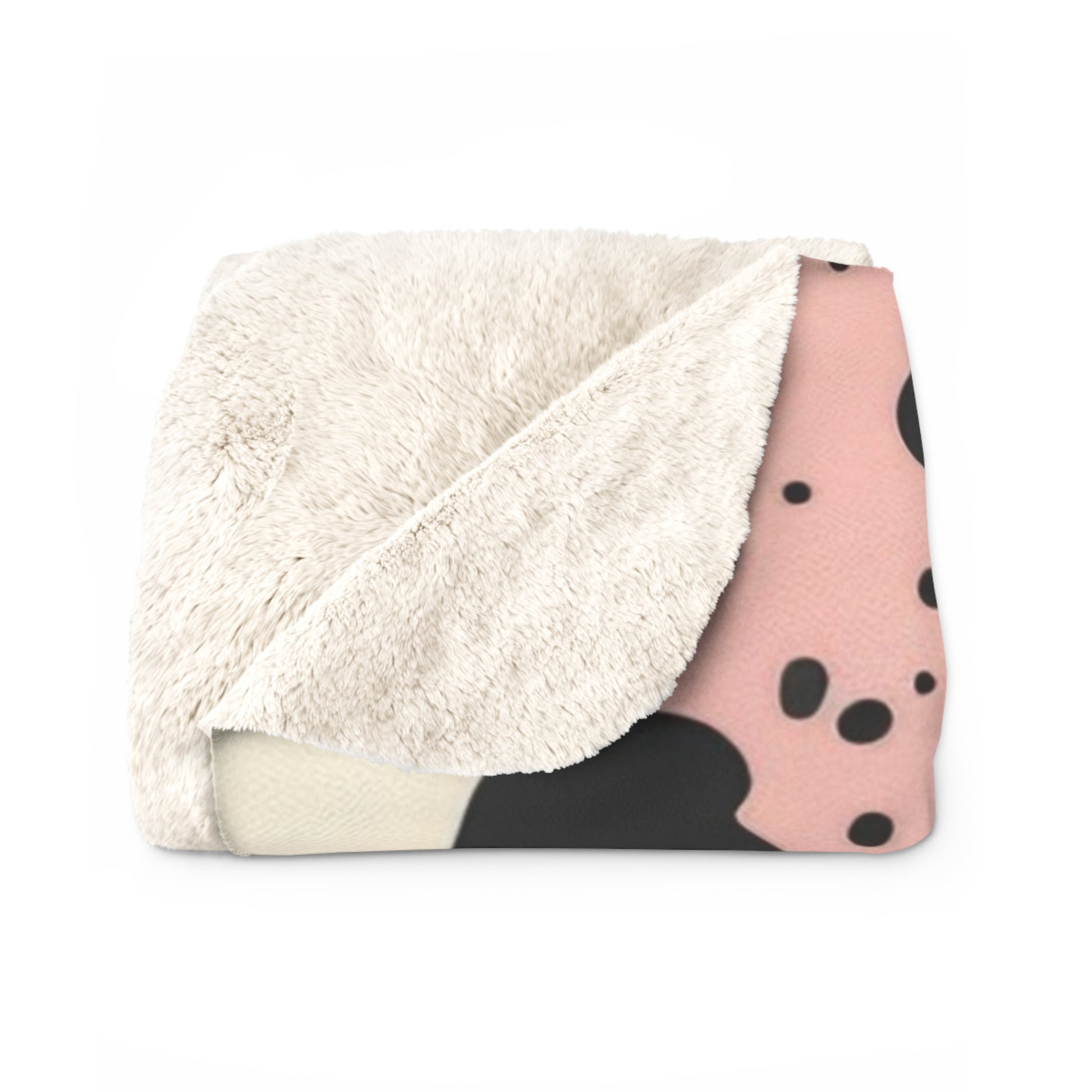 Organic Cow Print Cream and Pink Sherpa Fleece Blanket, Artsulli - Art is Long, Life is Short, Home Decor, , , , , , , 