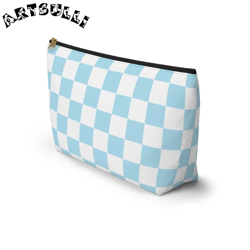 JAKKOUTTHEBXX Checkerboard Sky Blue Accessory Pouch w T-bottom
