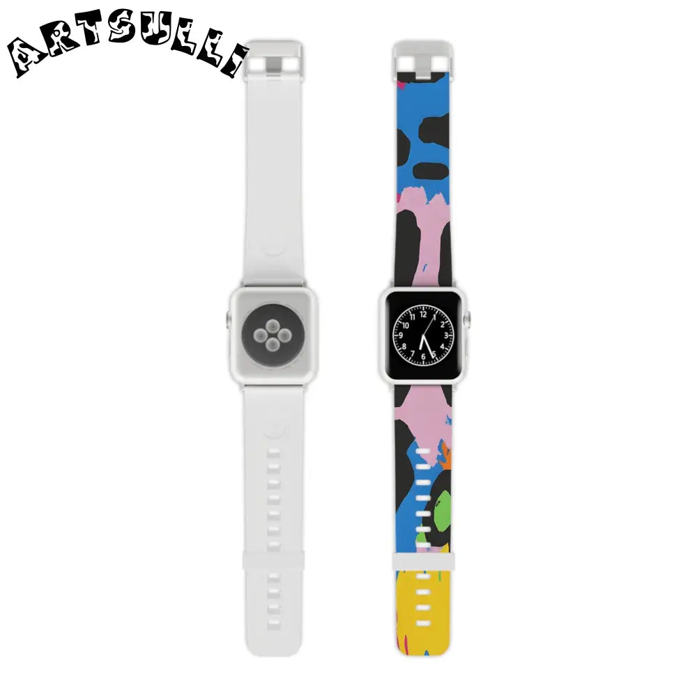 90s Neon II Watch Band for Apple Watch, Artsulli - Art is Long, Life is Short, Accessories, Size, 7.5'' × 0.75'' / 38 - 40 mm, Color, Silver, , , 28980103715480735339