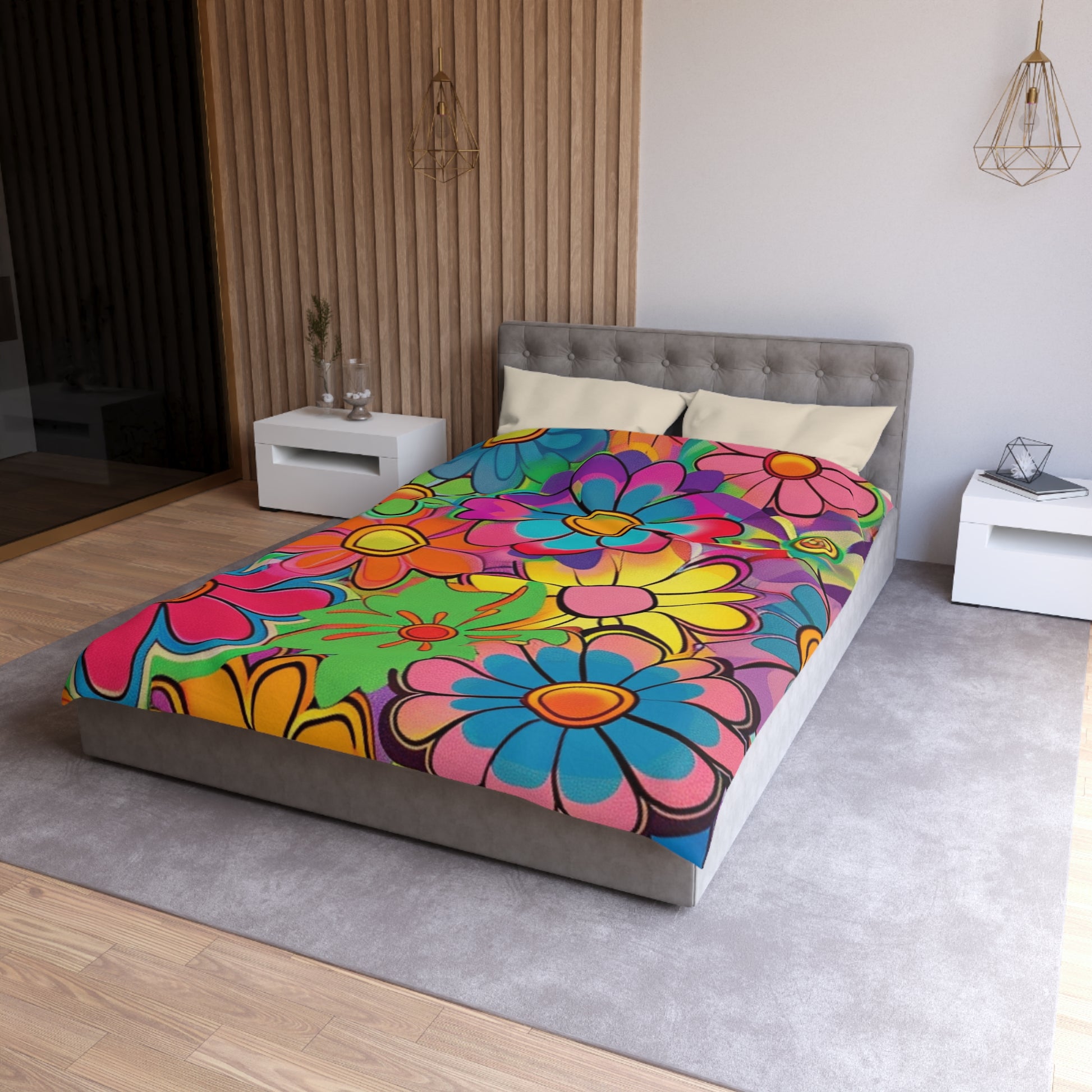 Chromatic Daisy Dream Microfiber Duvet Cover, Artsulli - Art is Long, Life is Short, Home Decor, , , , , , , 