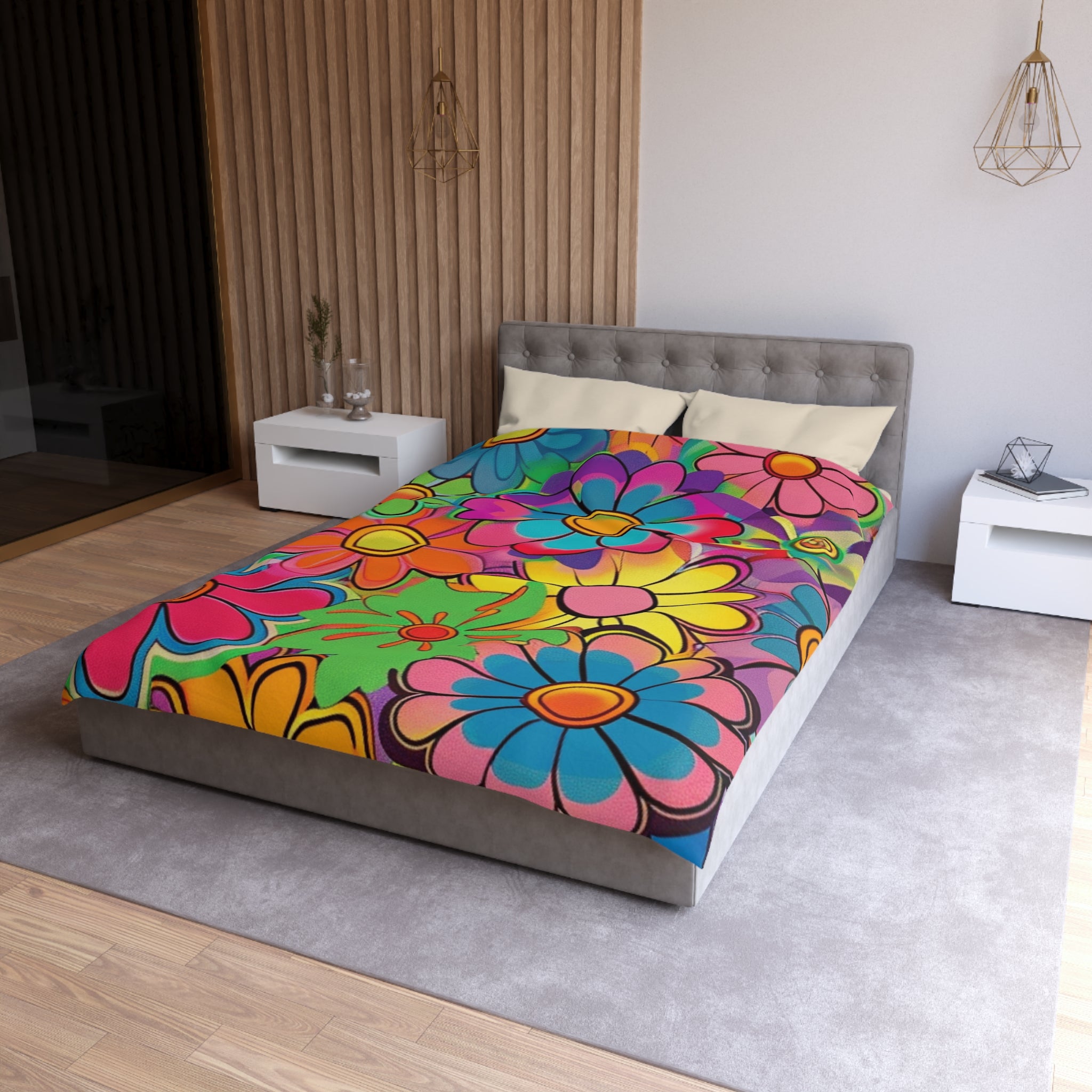 Chromatic Daisy Dream Microfiber Duvet Cover, Artsulli - Art is Long, Life is Short, Home Decor, , , , , , , 