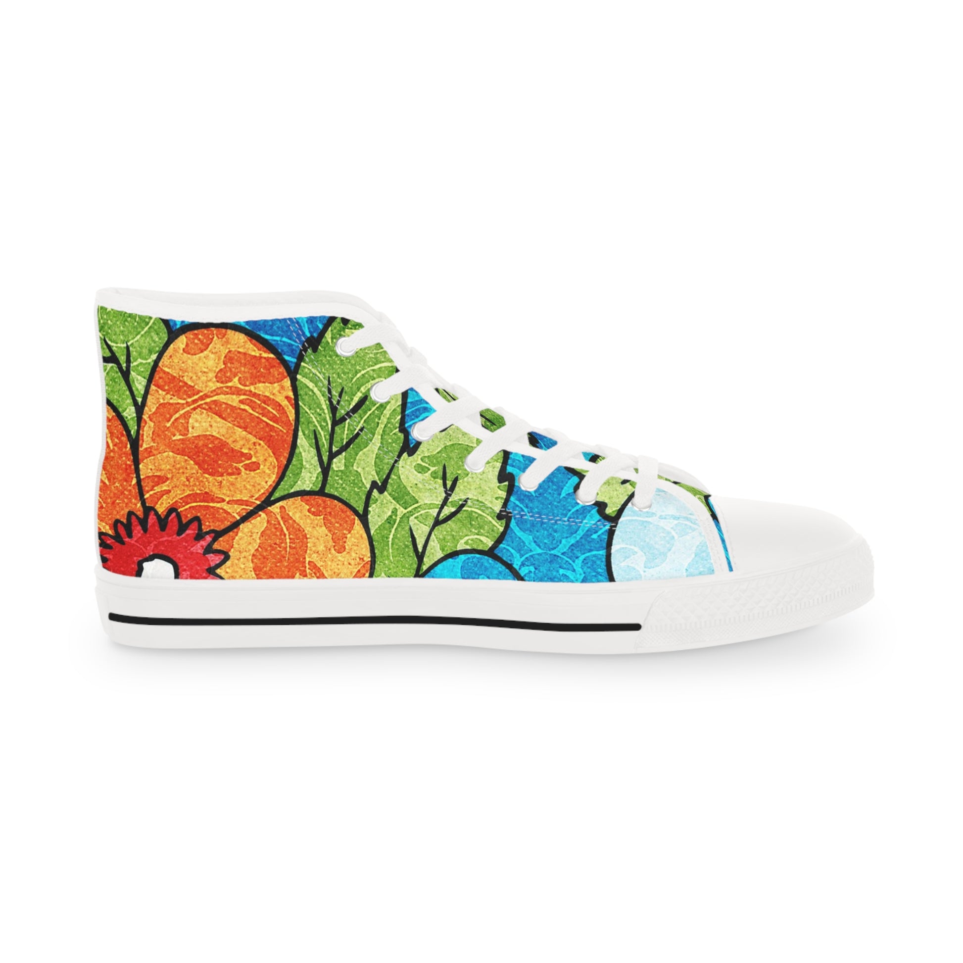 Blue Orange Groovy Men's High Top Sneakers, Artsulli - Art is Long, Life is Short, Shoes, , , , , , , 