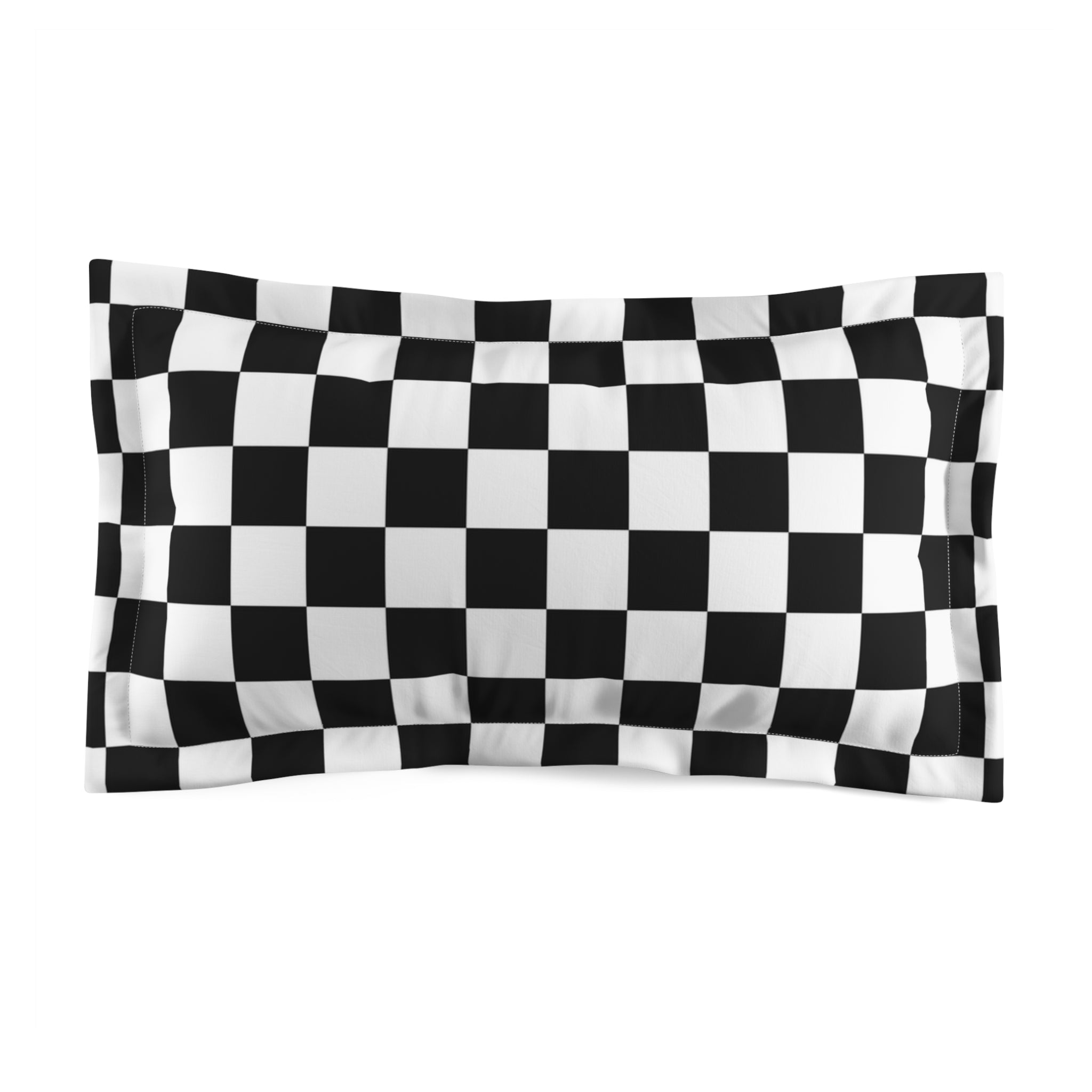Checkerboard White and Black Microfiber Pillow Sham, Artsulli - Art is Long, Life is Short, Home Decor, Size, King, , , , , 25930602461567473959
