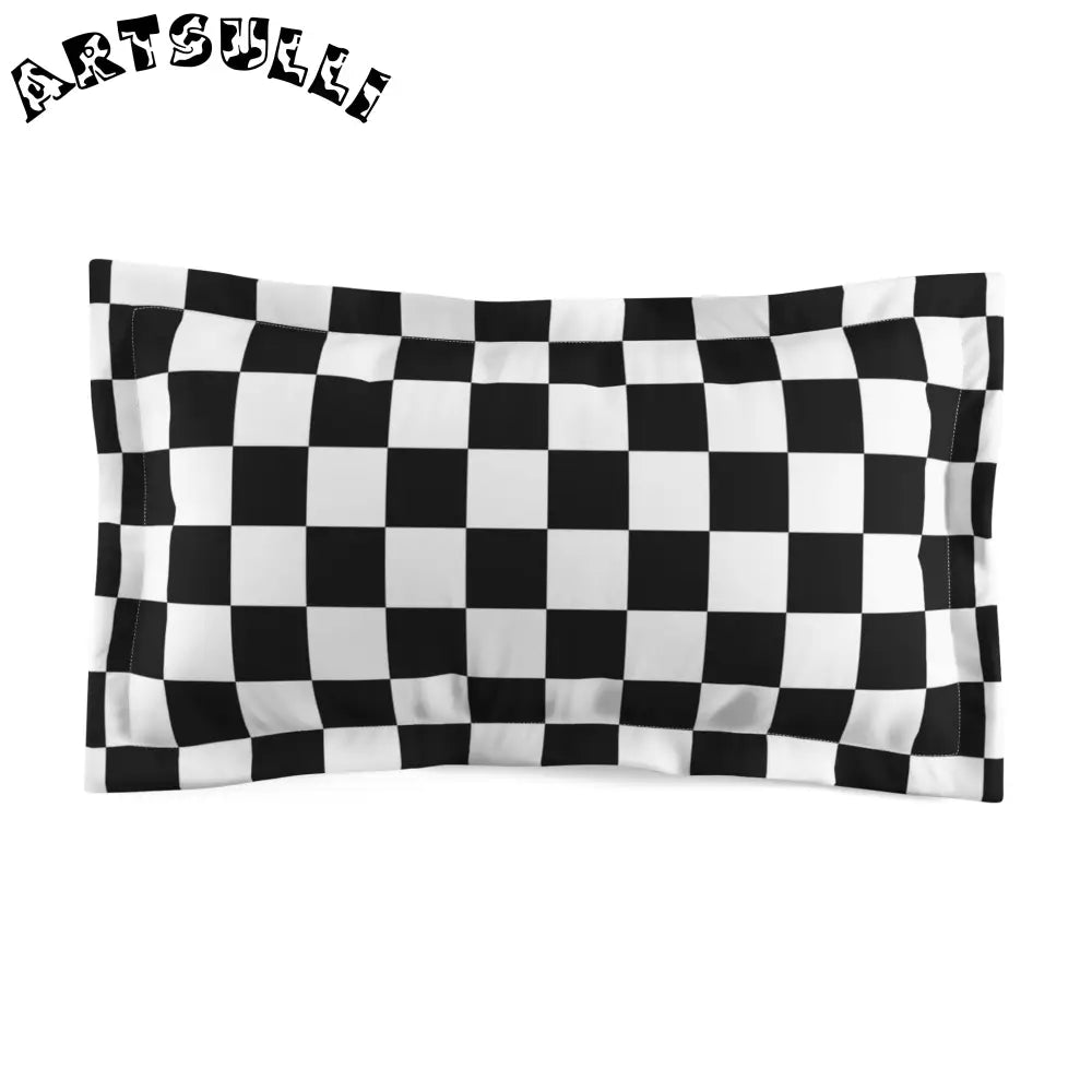 JAKKOUTTHEBXX Checkerboard White and Black Microfiber Pillow Sham