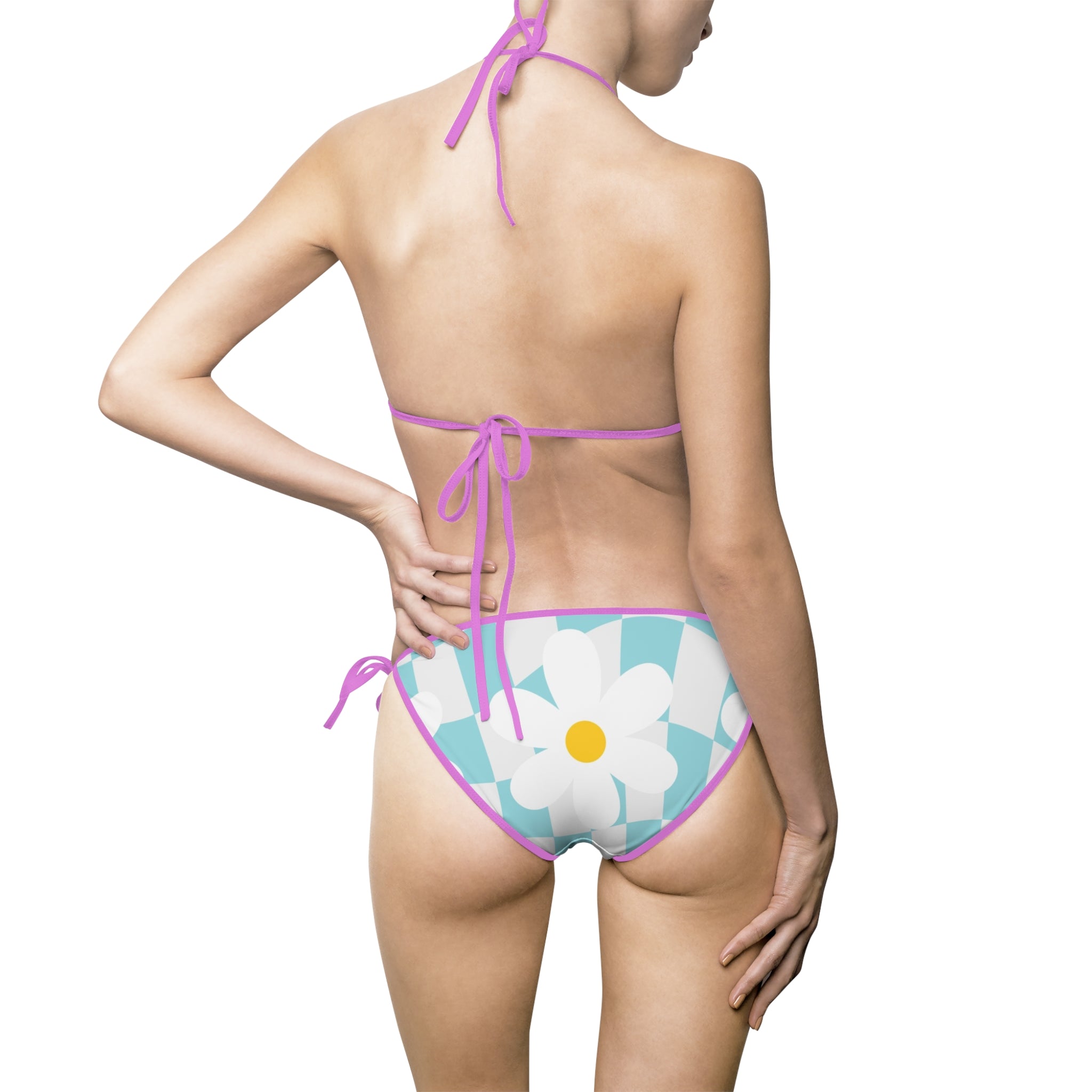 Trippy Check Garden Women's Bikini Swimsuit (AOP), Artsulli - Art is Long, Life is Short, All Over Prints, , , , , , , 