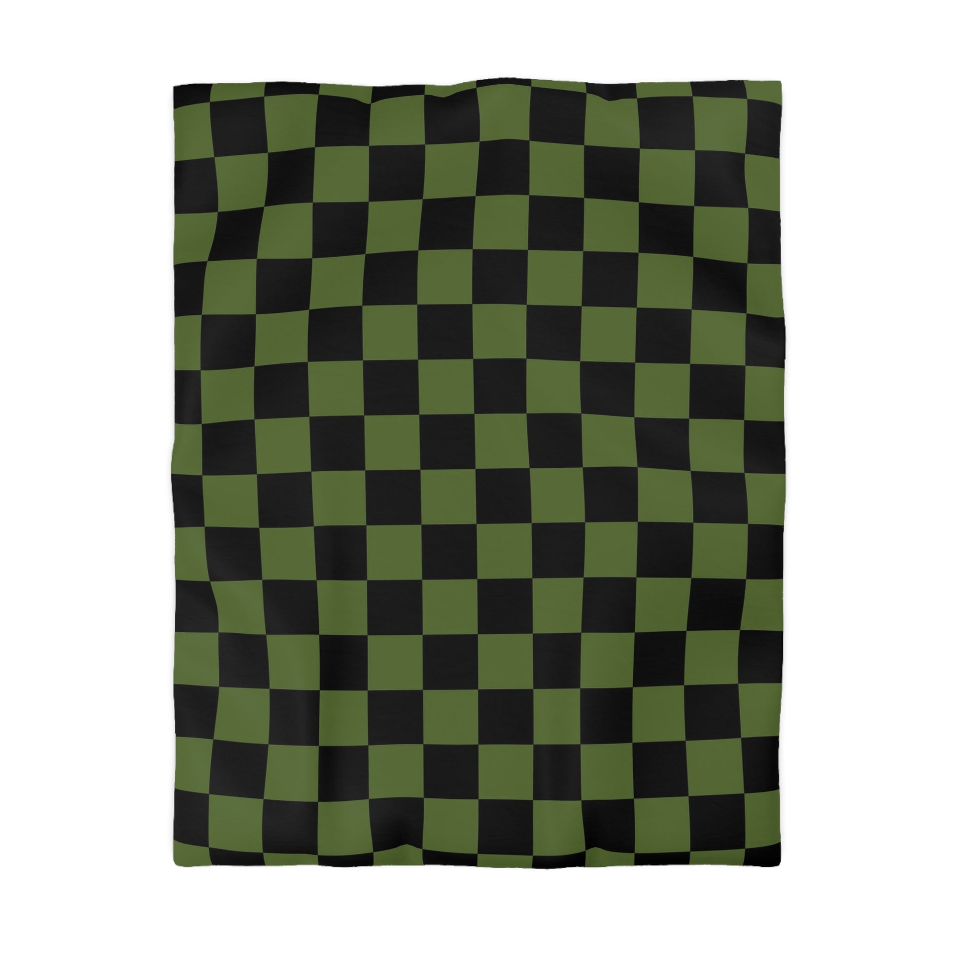 Checkerboard Olive Green and Black Microfiber Duvet Cover, Artsulli - Art is Long, Life is Short, Home Decor, Size, Twin, Color, White, , , 23158221341073926352