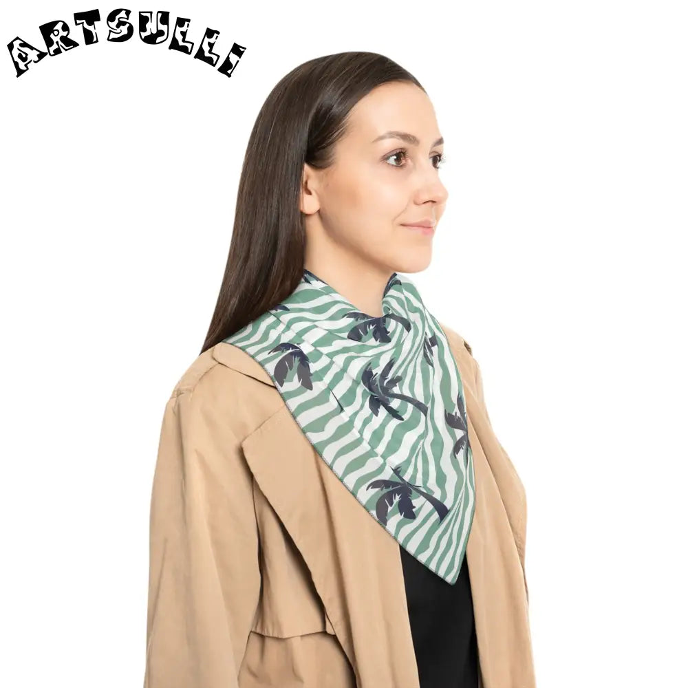 JAKKOUTTHEBXX Wavy Stripes and Palm Trees Poly Scarf JAKKOUTTHEBXX