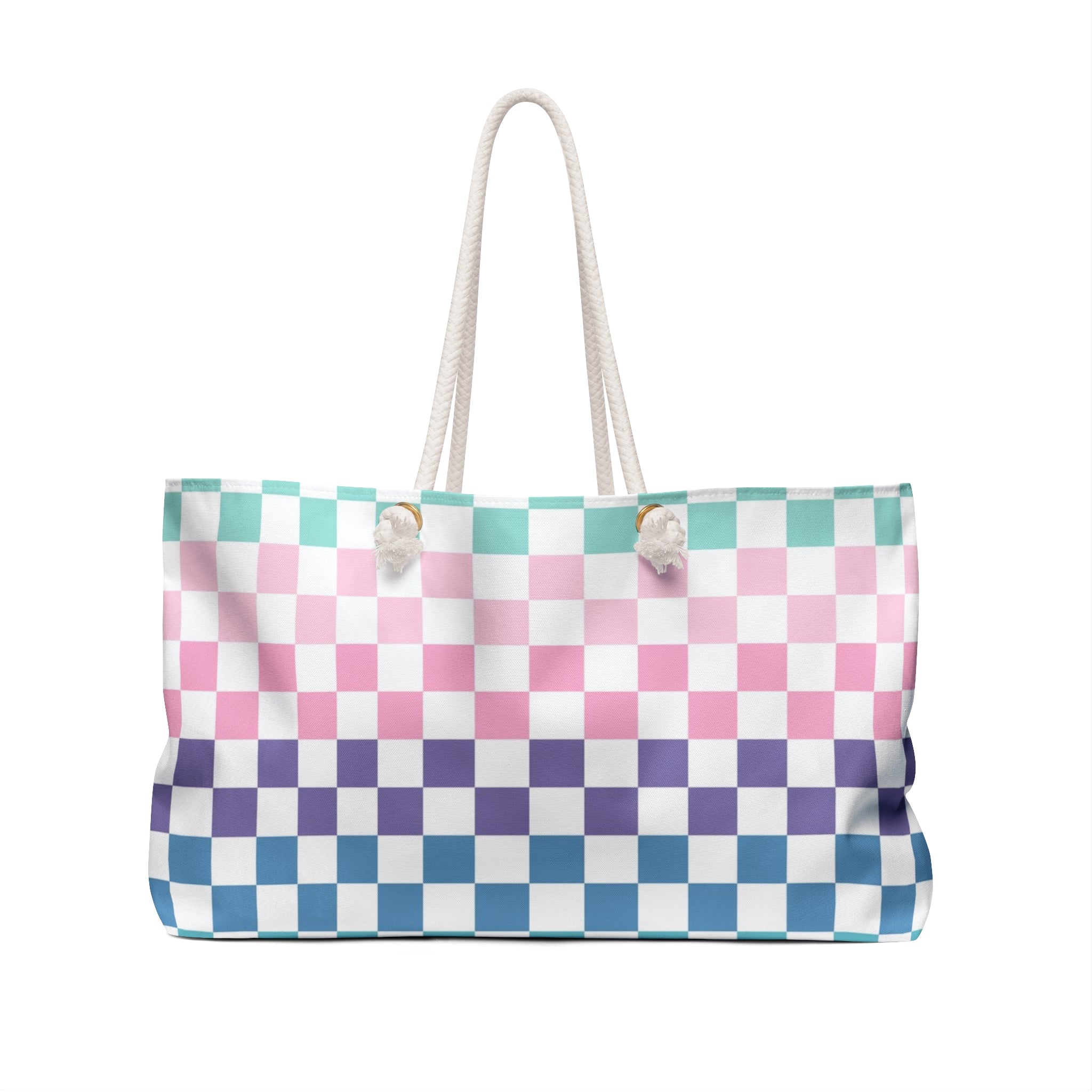 Vaporwave Rainbow  Checkerboard Multi-Color Weekender Bag, Artsulli - Art is Long, Life is Short, Bags, , , , , , , 