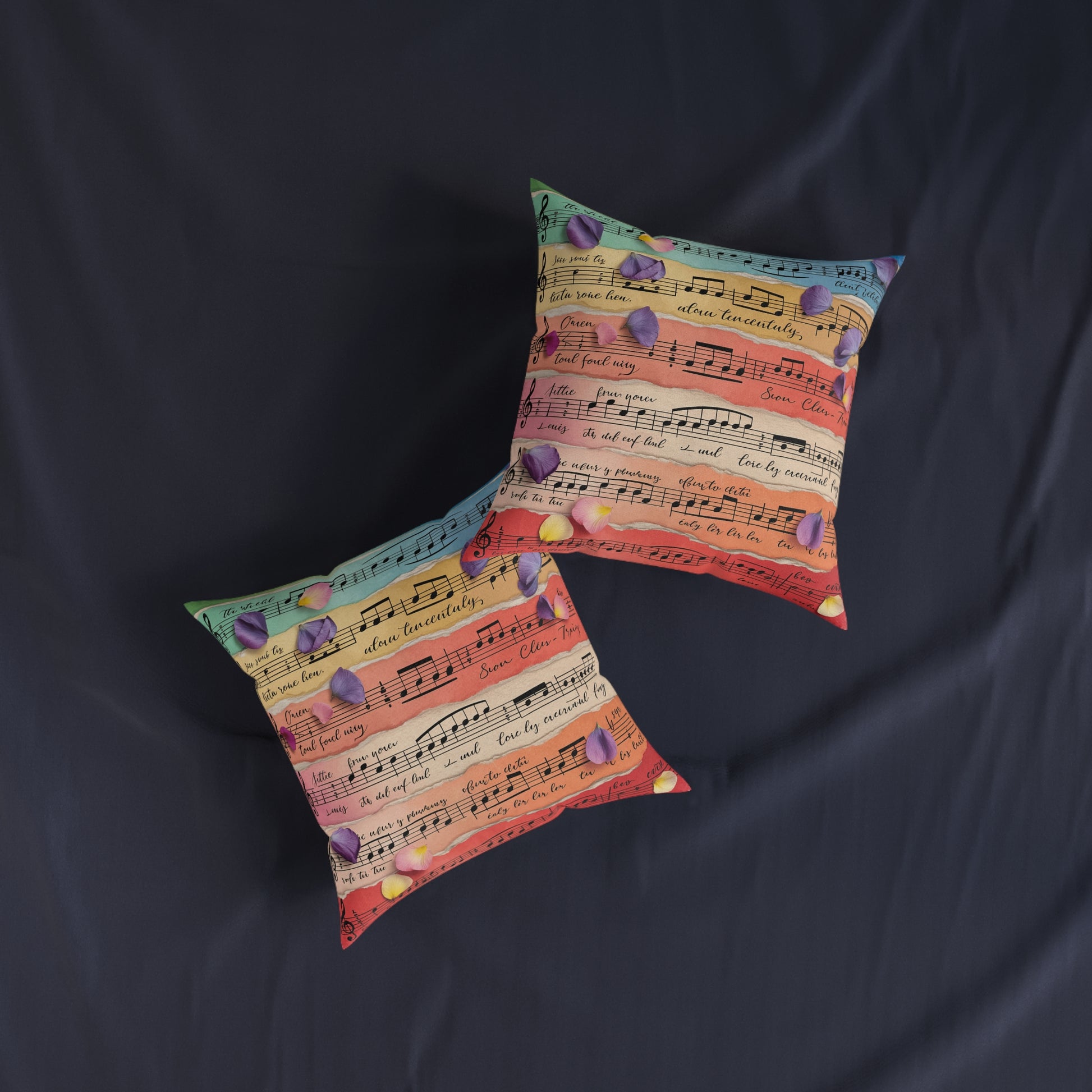 Torn Type Beat Sheet Music Multi-Color Square Pillow, Artsulli - Art is Long, Life is Short, Home Decor, , , , , , , 