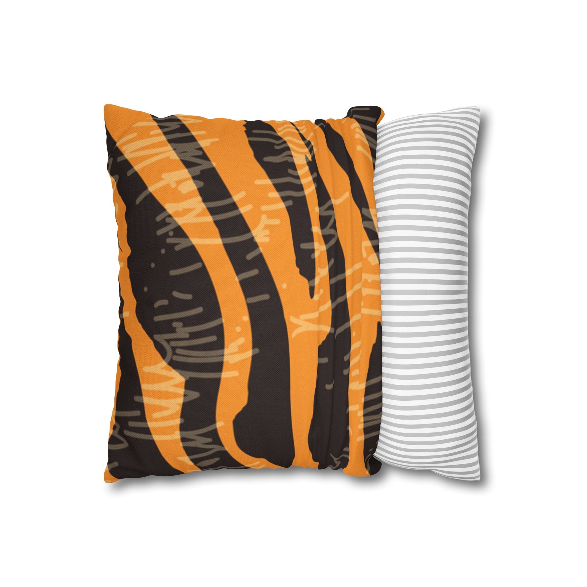 Tiger Scratches Orange & Black Spun Polyester Square Pillowcase, Artsulli - Art is Long, Life is Short, Home Decor, , , , , , , 