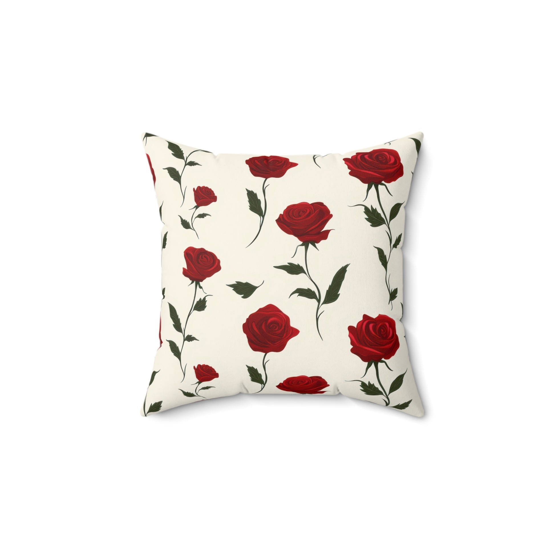 Red Roses Spun Polyester Square Pillow, Artsulli - Art is Long, Life is Short, Home Decor, Size, 14" × 14", , , , , 10495801133949