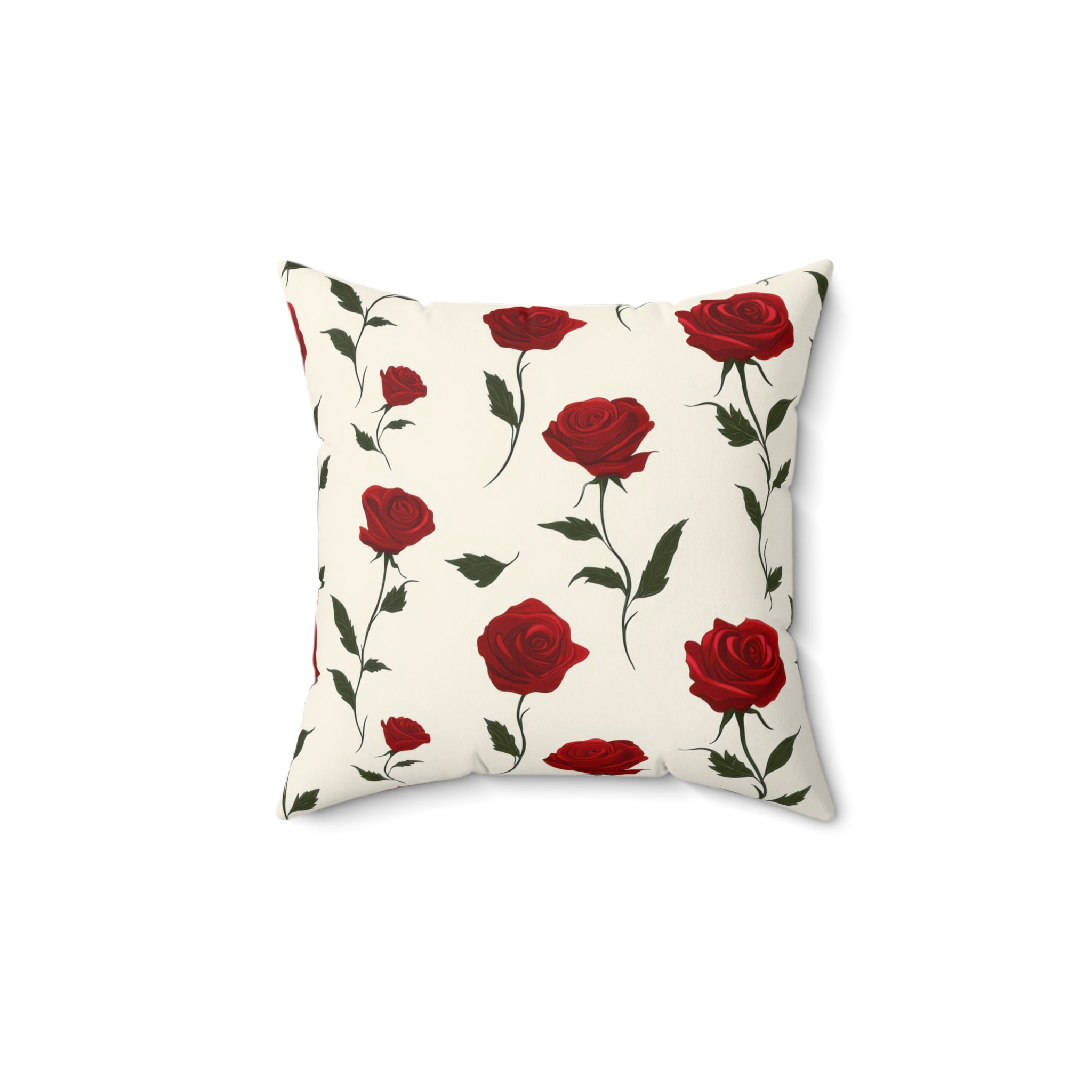 Red Roses Spun Polyester Square Pillow, Artsulli - Art is Long, Life is Short, Home Decor, Size, 14" × 14", , , , , 10495801133949