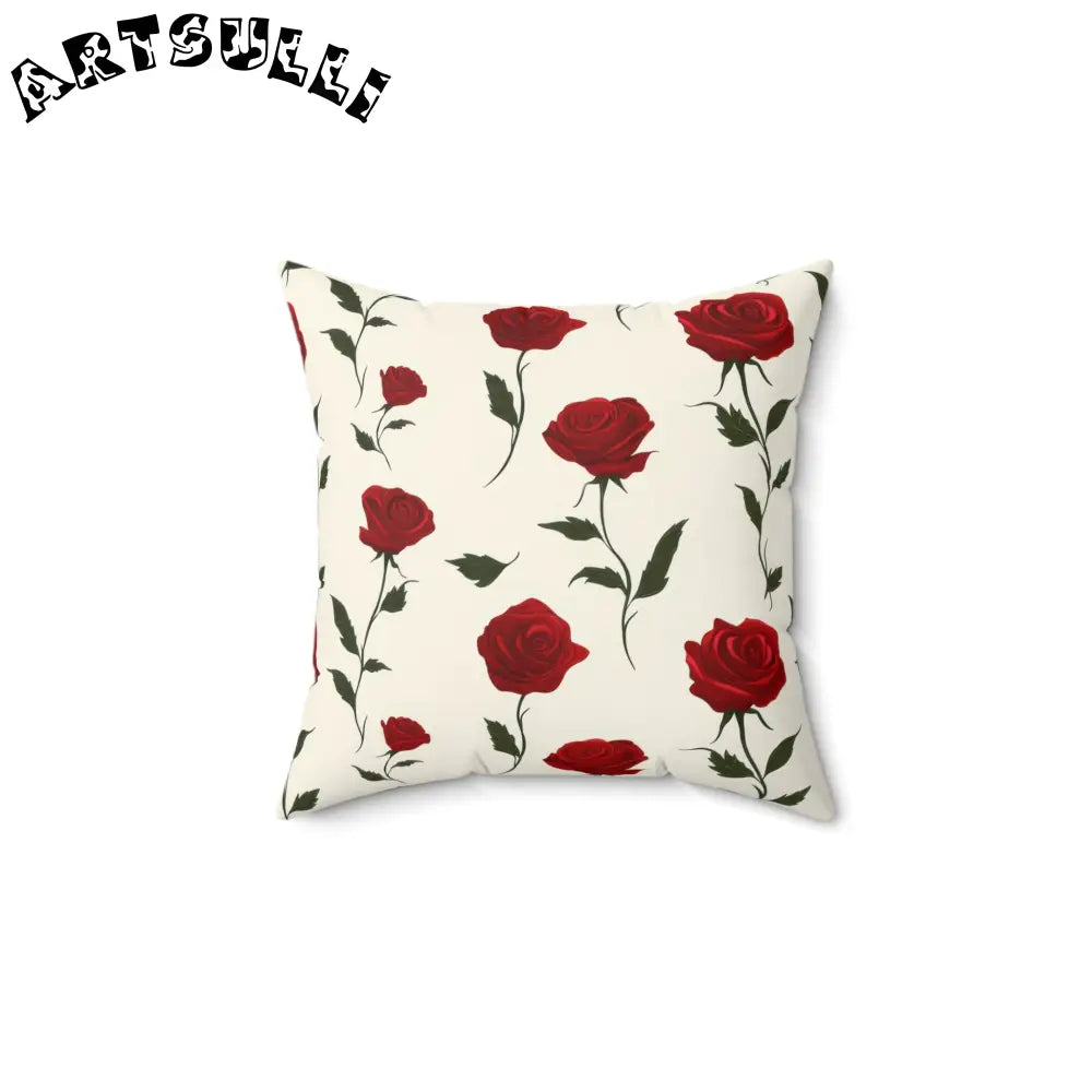 JAKKOUTTHEBXX Red Roses Spun Polyester Square Pillow JAKKOUTTHEBXX
