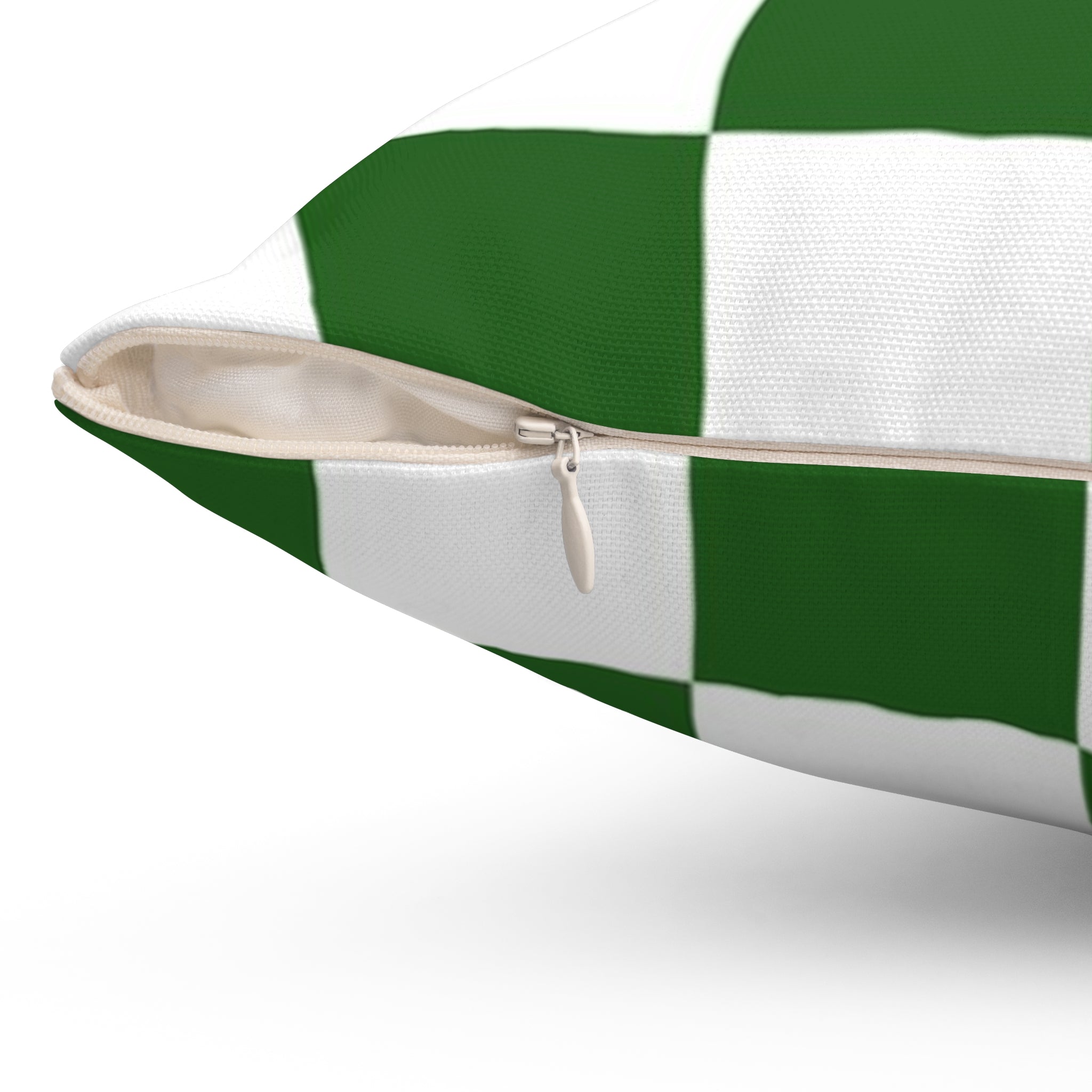 Checkerboard White and Dark Green Spun Polyester Square Pillow, Artsulli - Art is Long, Life is Short, Home Decor, , , , , , , 